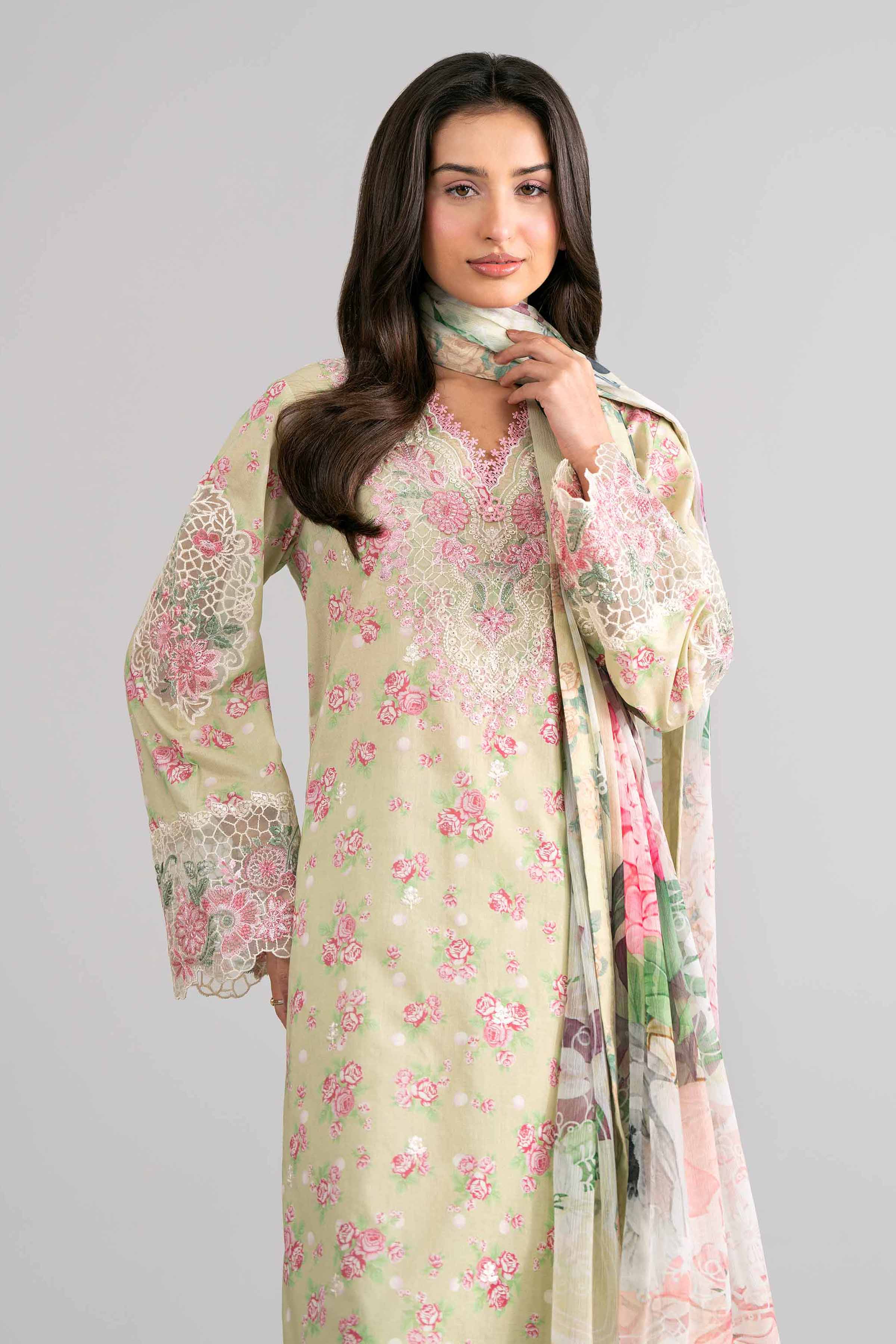 3 Piece - Digital Printed Embroidered Suit - 42601744