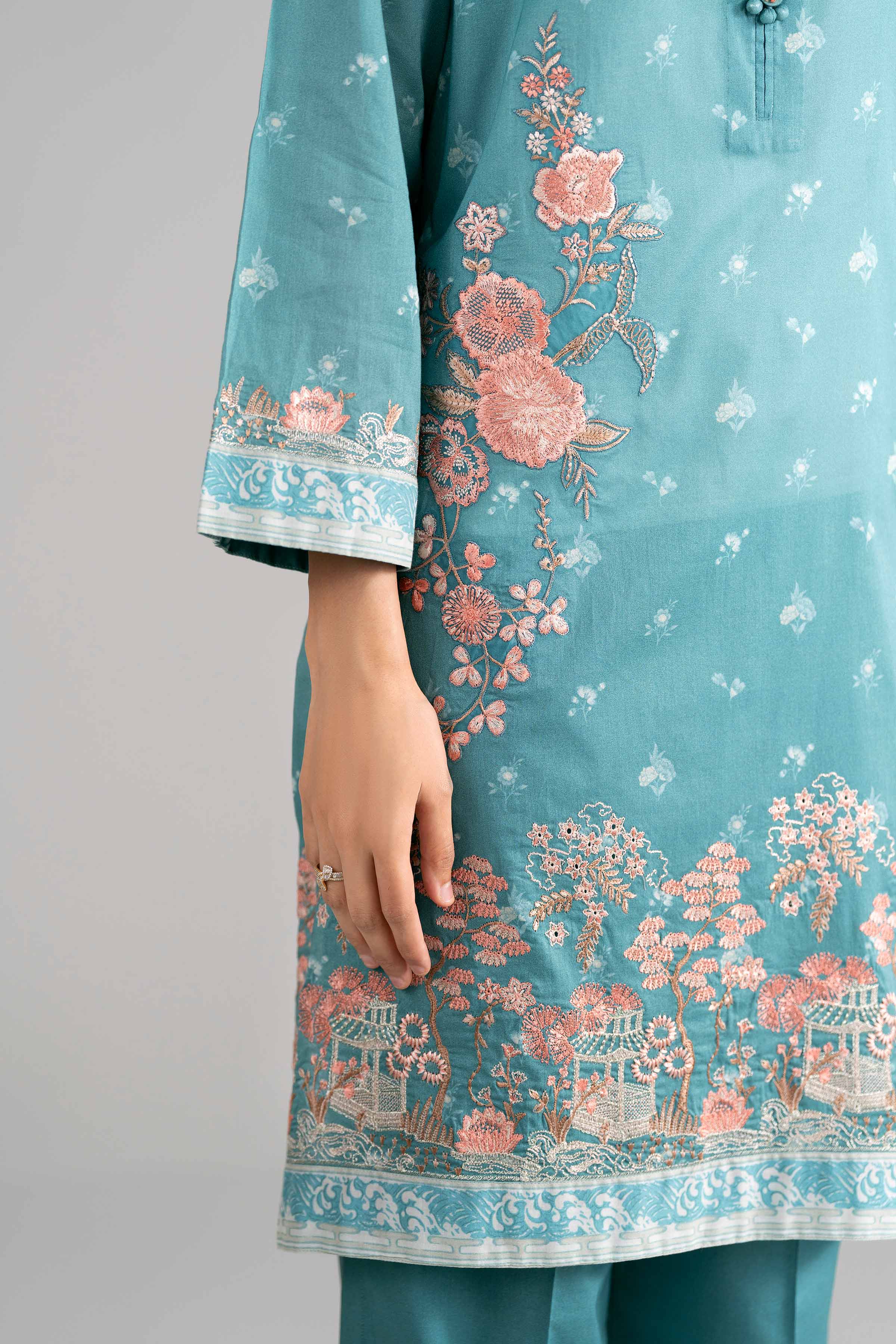 3 Piece - Digital Printed Embroidered Suit - 42601748
