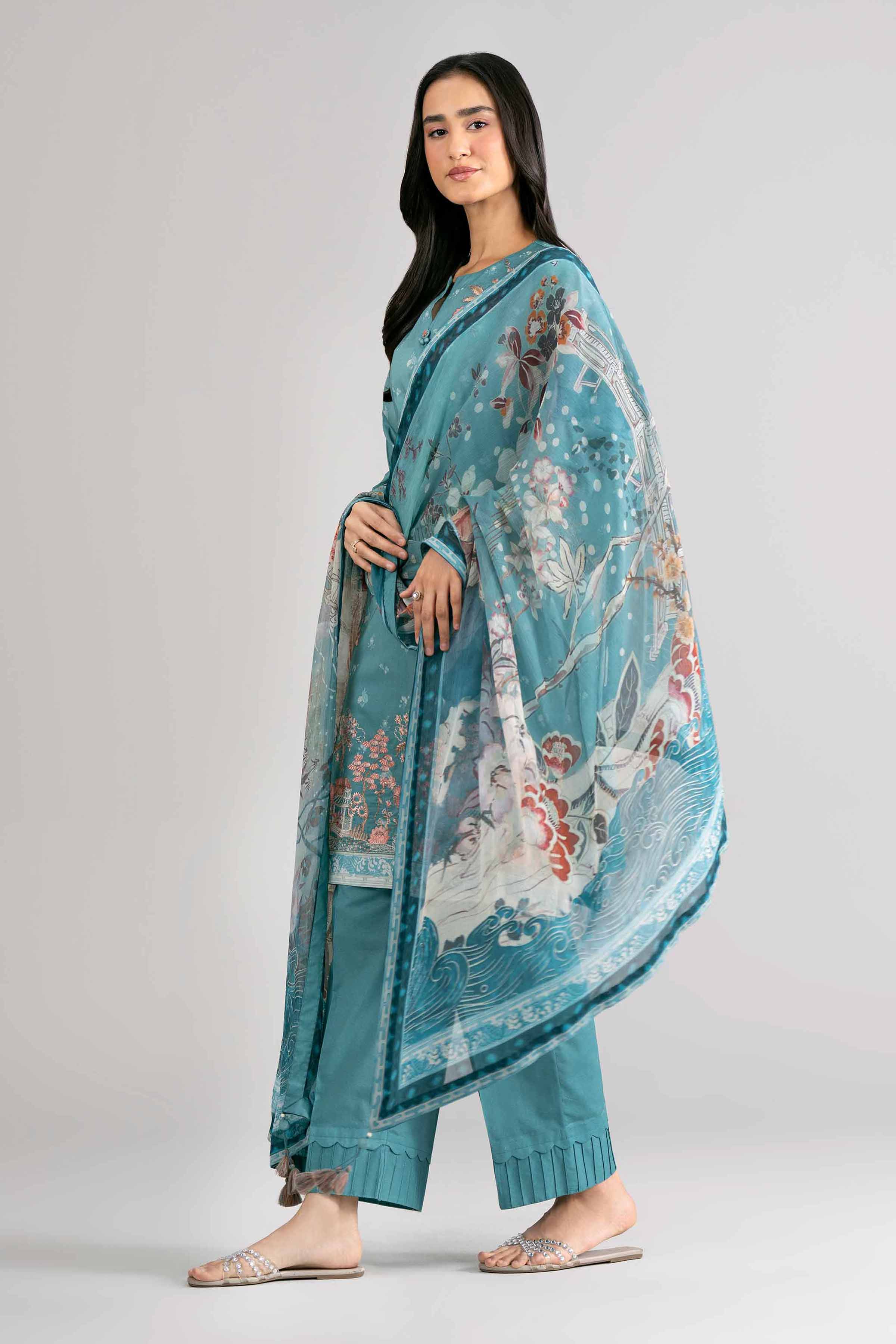 3 Piece - Digital Printed Embroidered Suit - 42601748