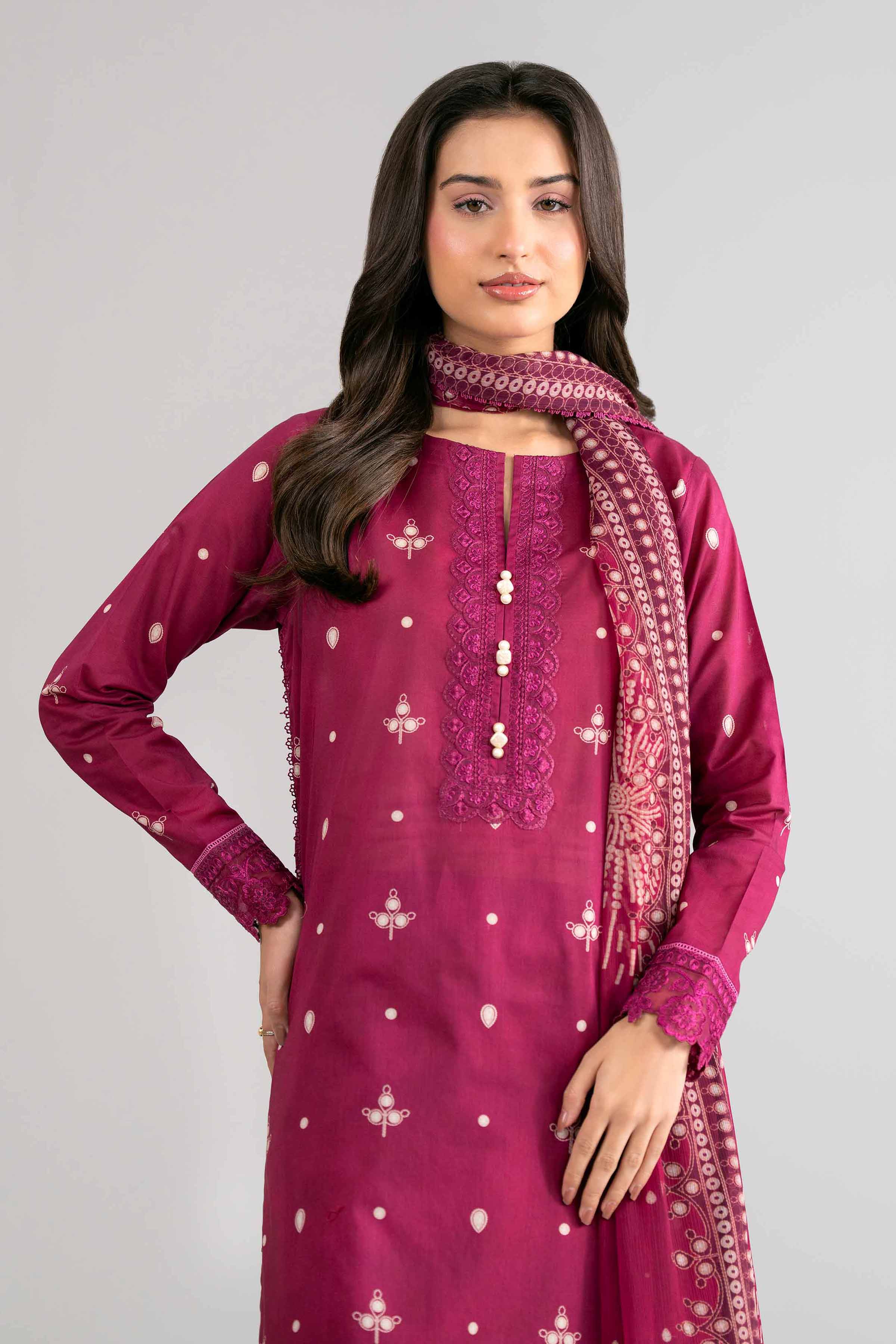 3 Piece Unstitched Embroidered Cambric Suit | MPT-2708-A
