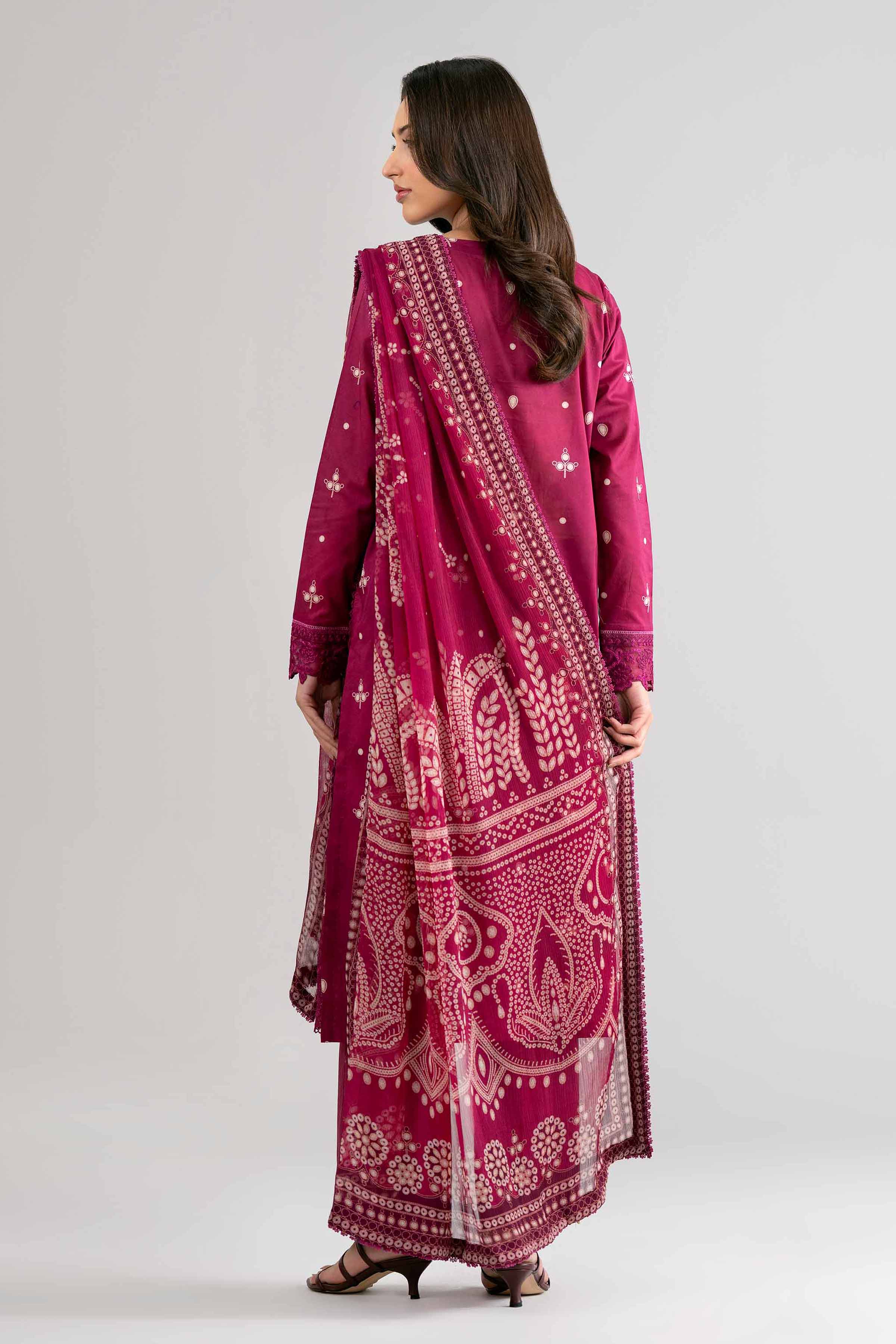 3 Piece Unstitched Embroidered Cambric Suit | MPT-2708-A