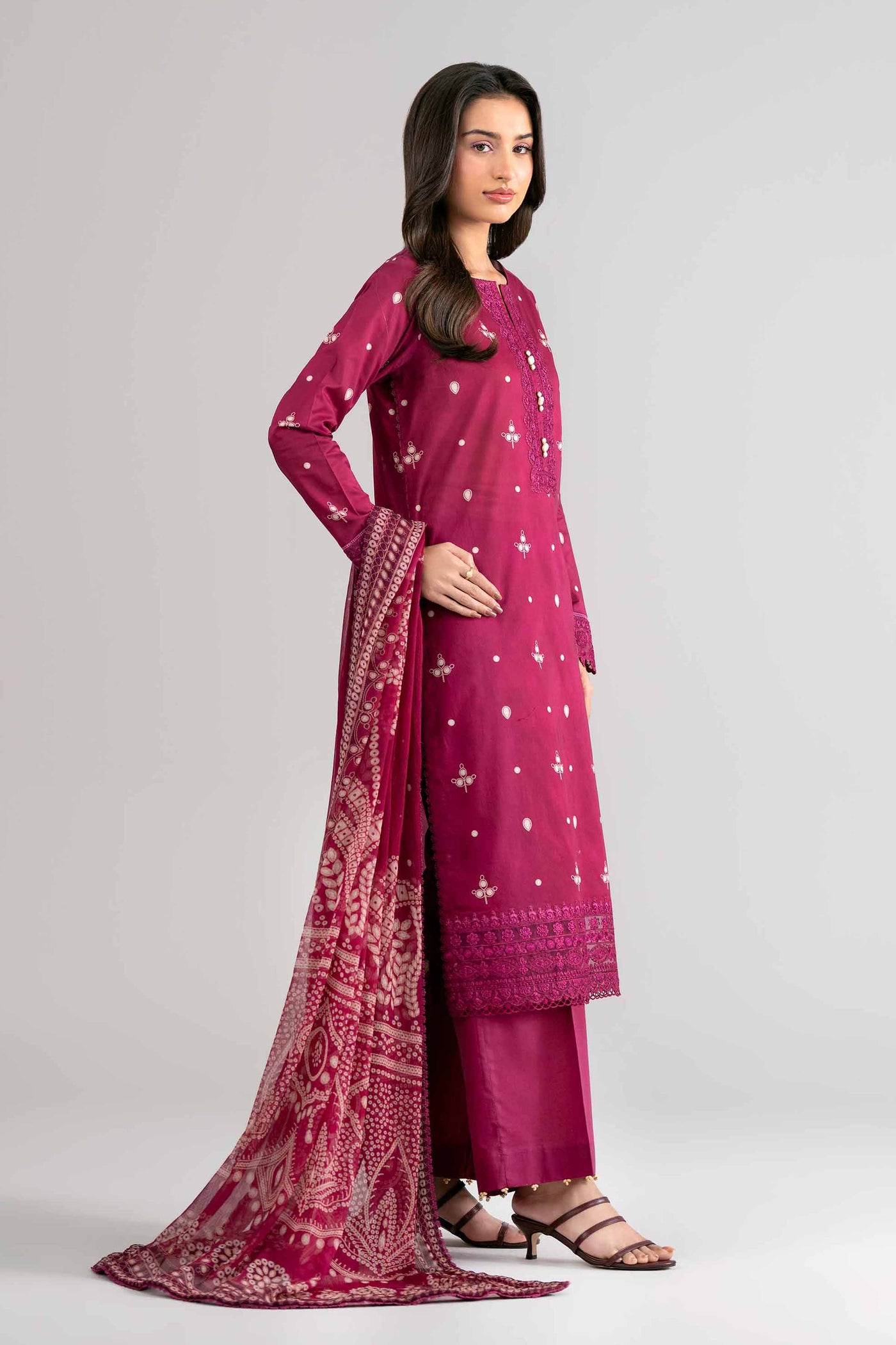 3 Piece Unstitched Embroidered Cambric Suit | MPT-2706-A