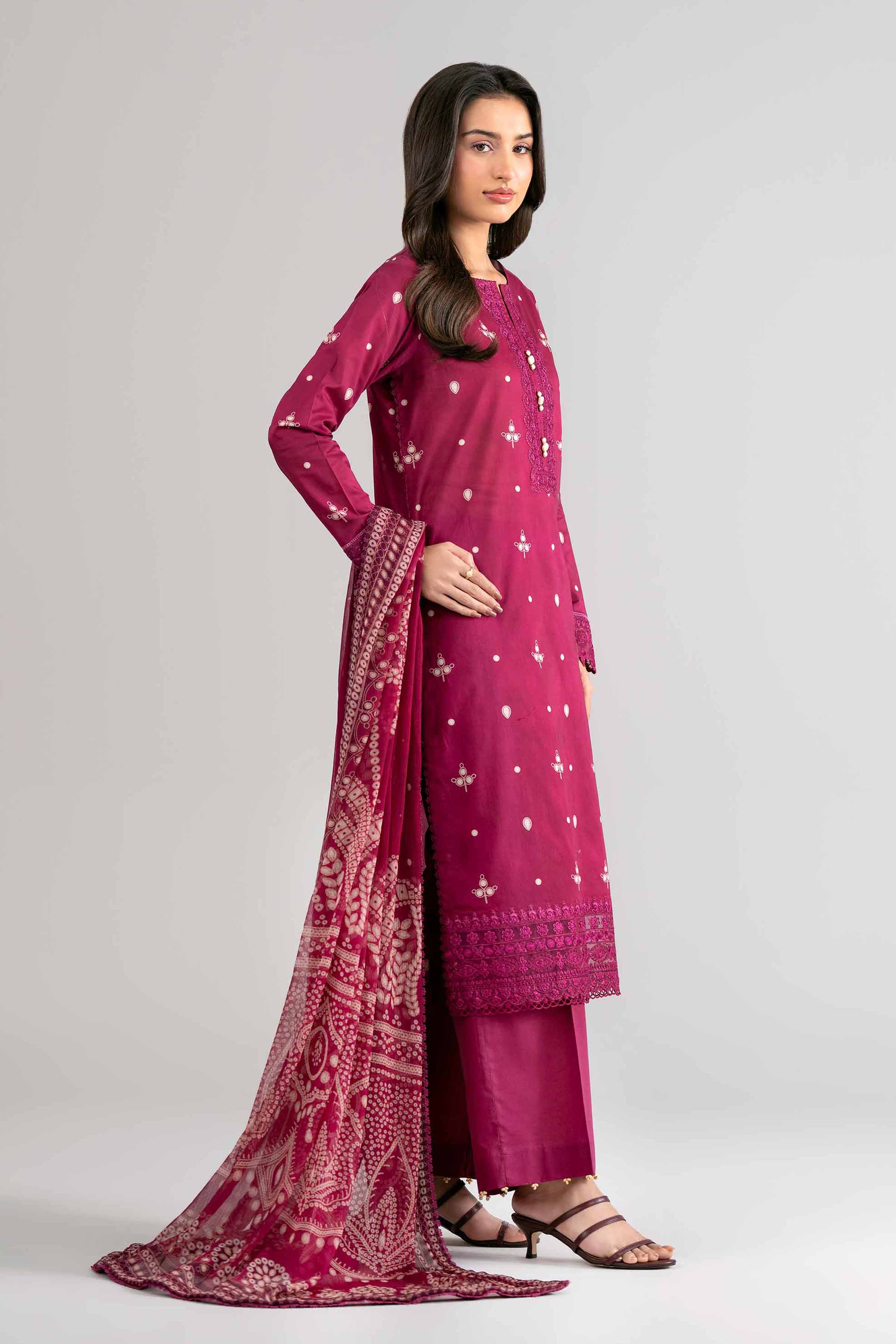 3 Piece Unstitched Embroidered Cambric Suit | MPT-2708-A