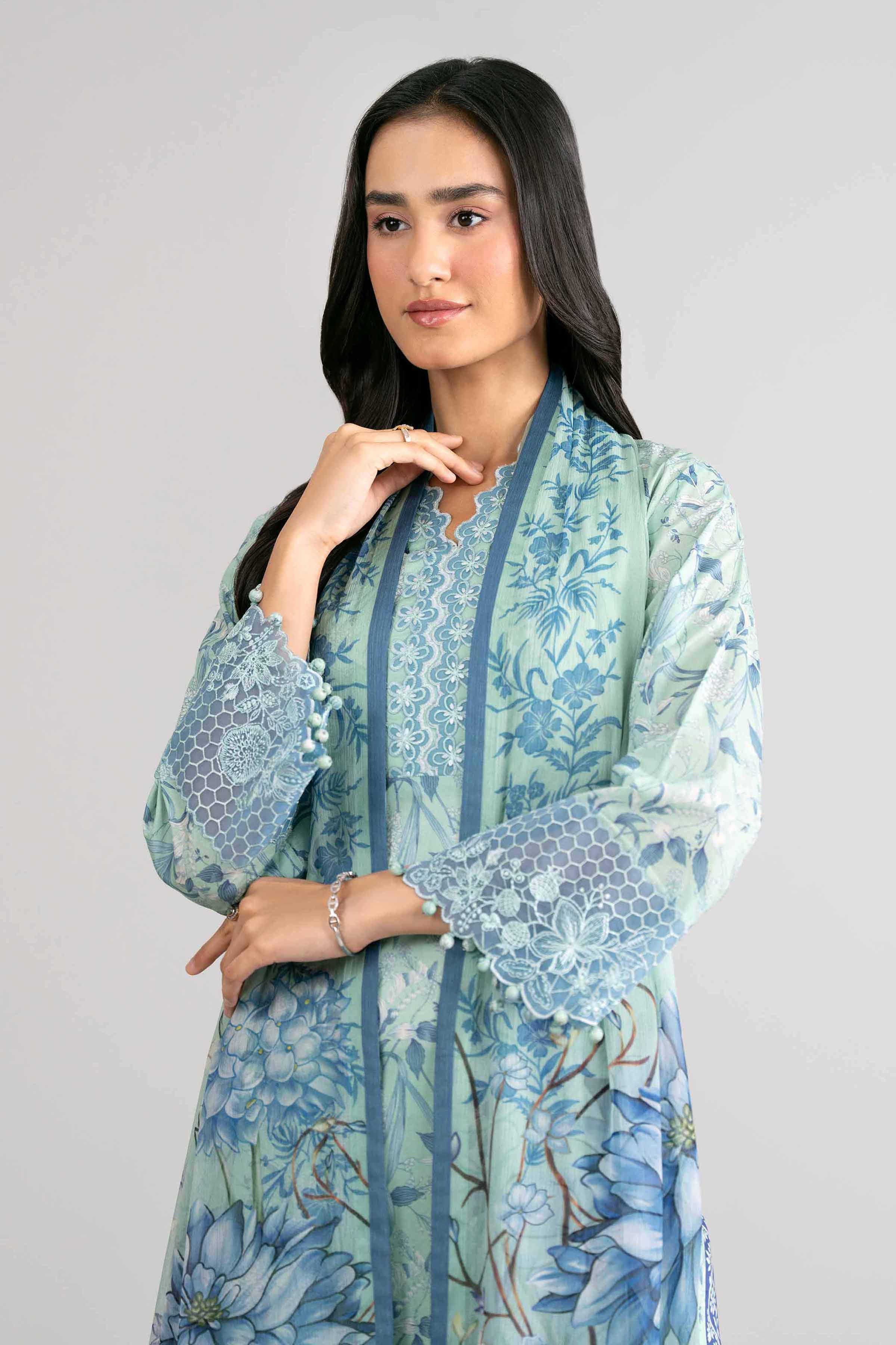 3 Piece Unstitched Embroidered Twill Linen Suit