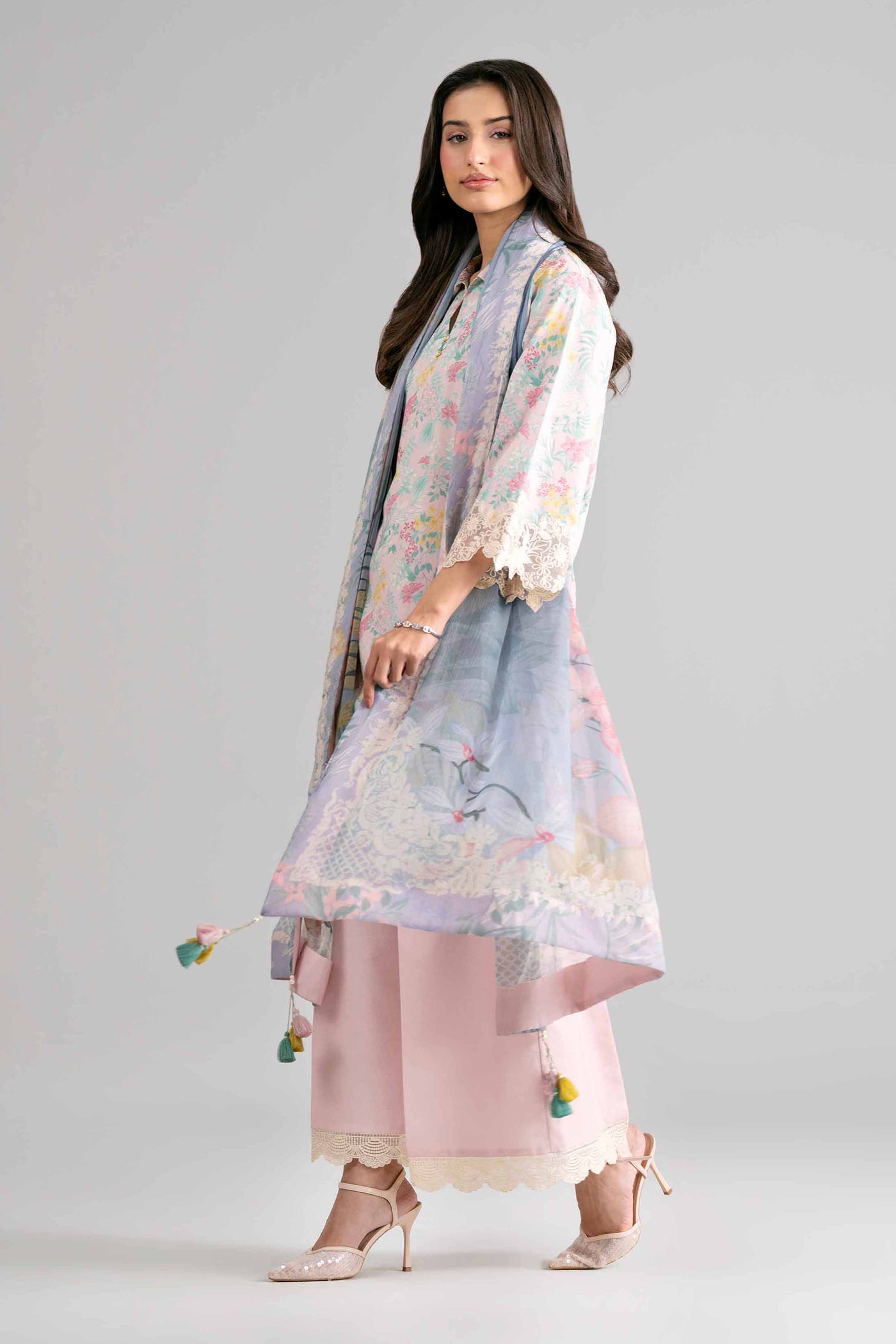 3 Piece Unstitched Embroidered Twill Linen Suit