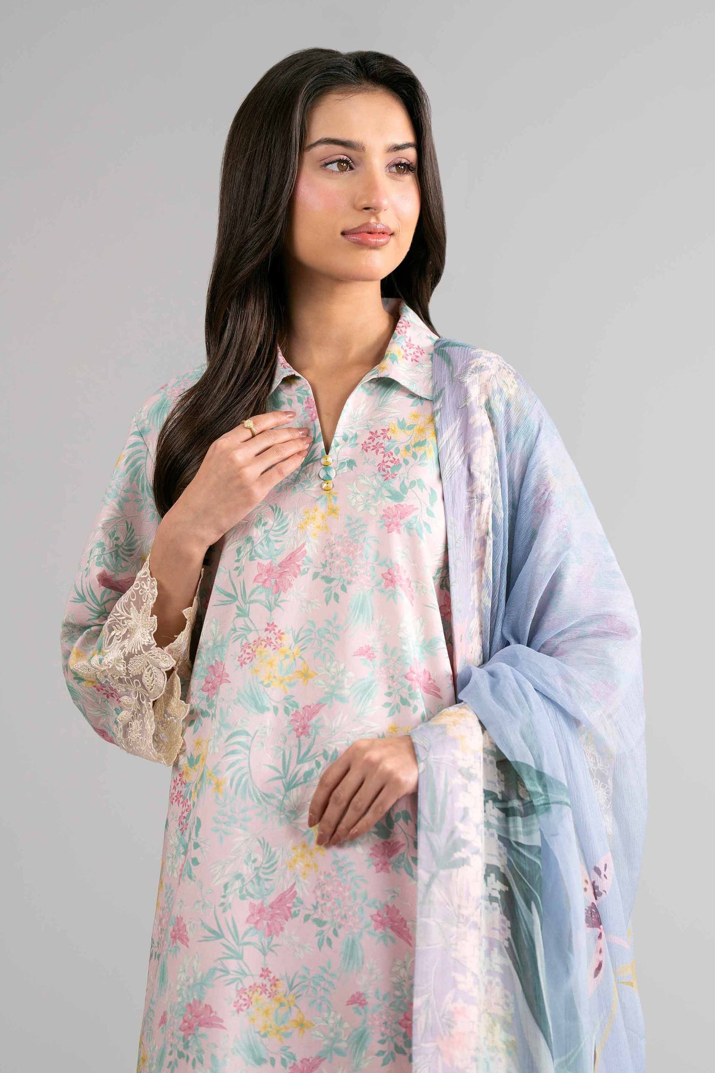 3 Piece Unstitched Embroidered Twill Linen Suit