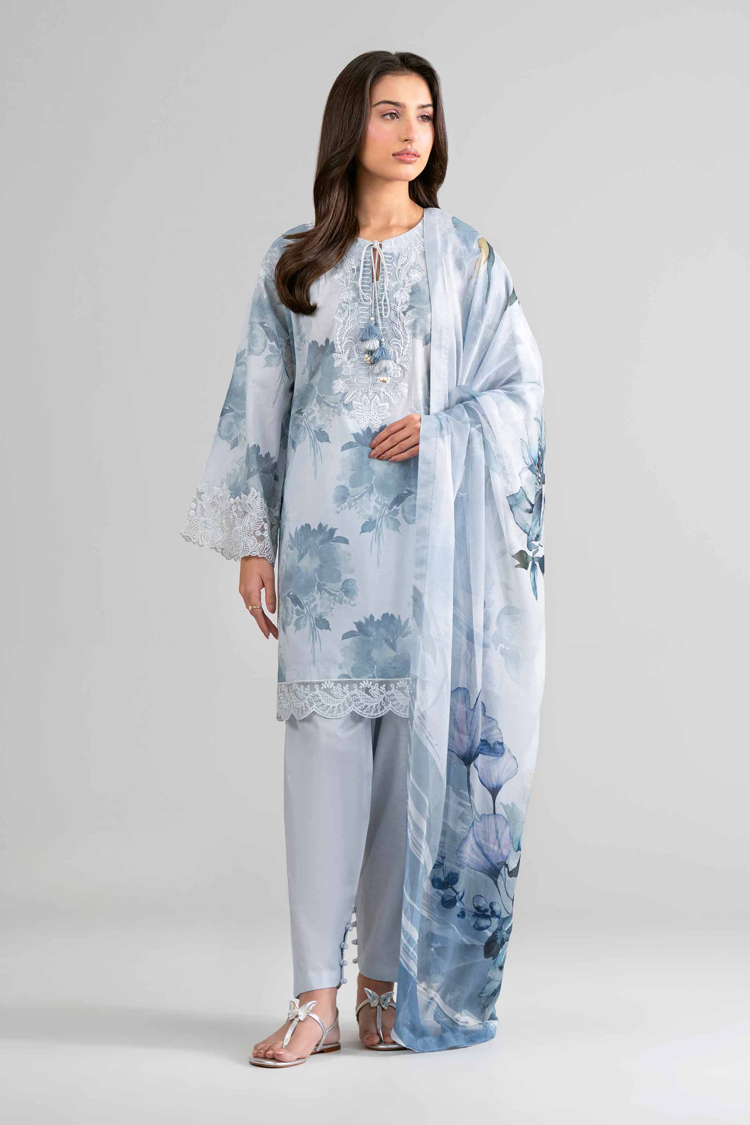 3 Piece - Digital Printed Embroidered Suit - 42601757