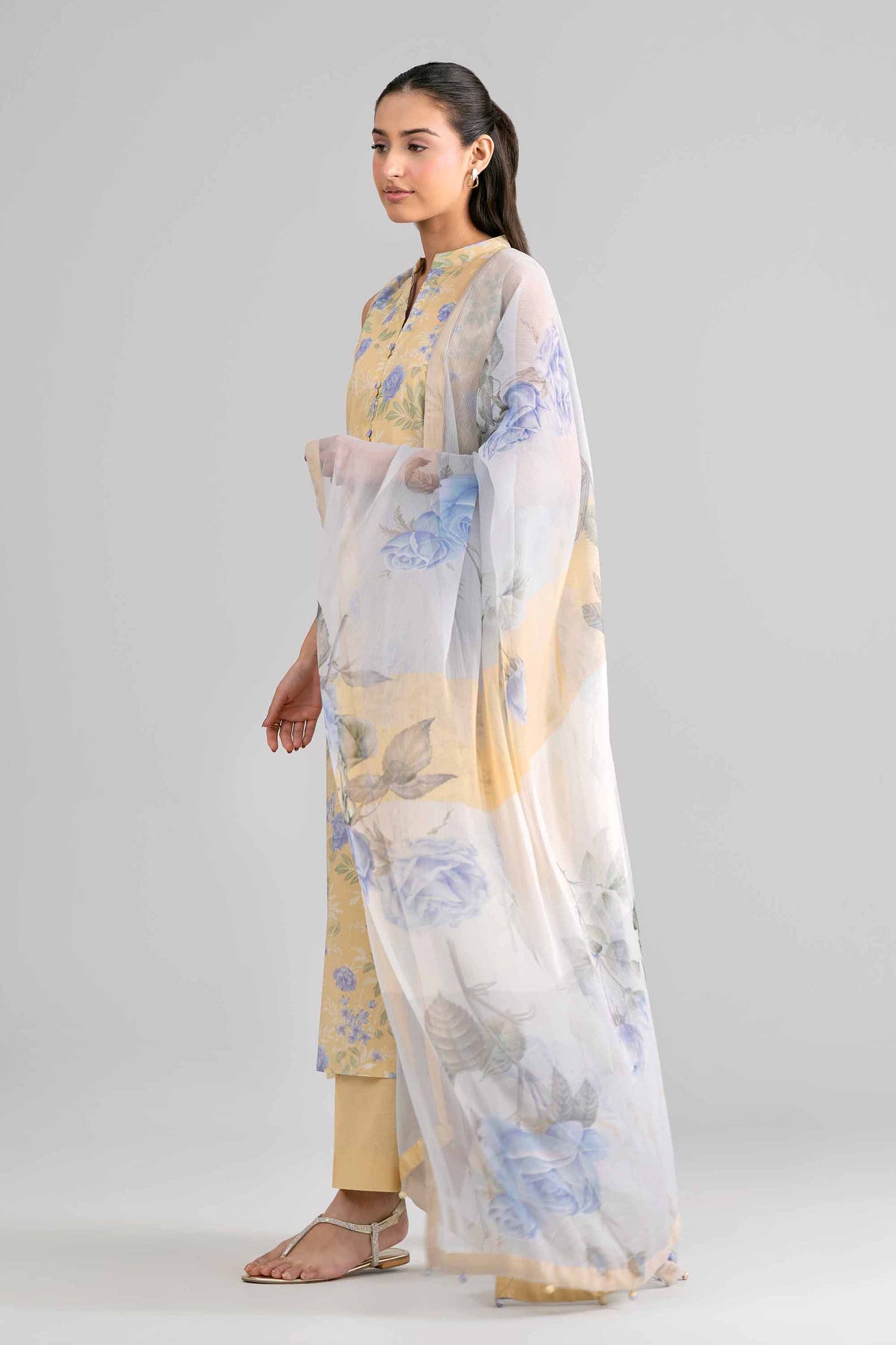 3 Piece Unstitched Embroidered Linen Suit
