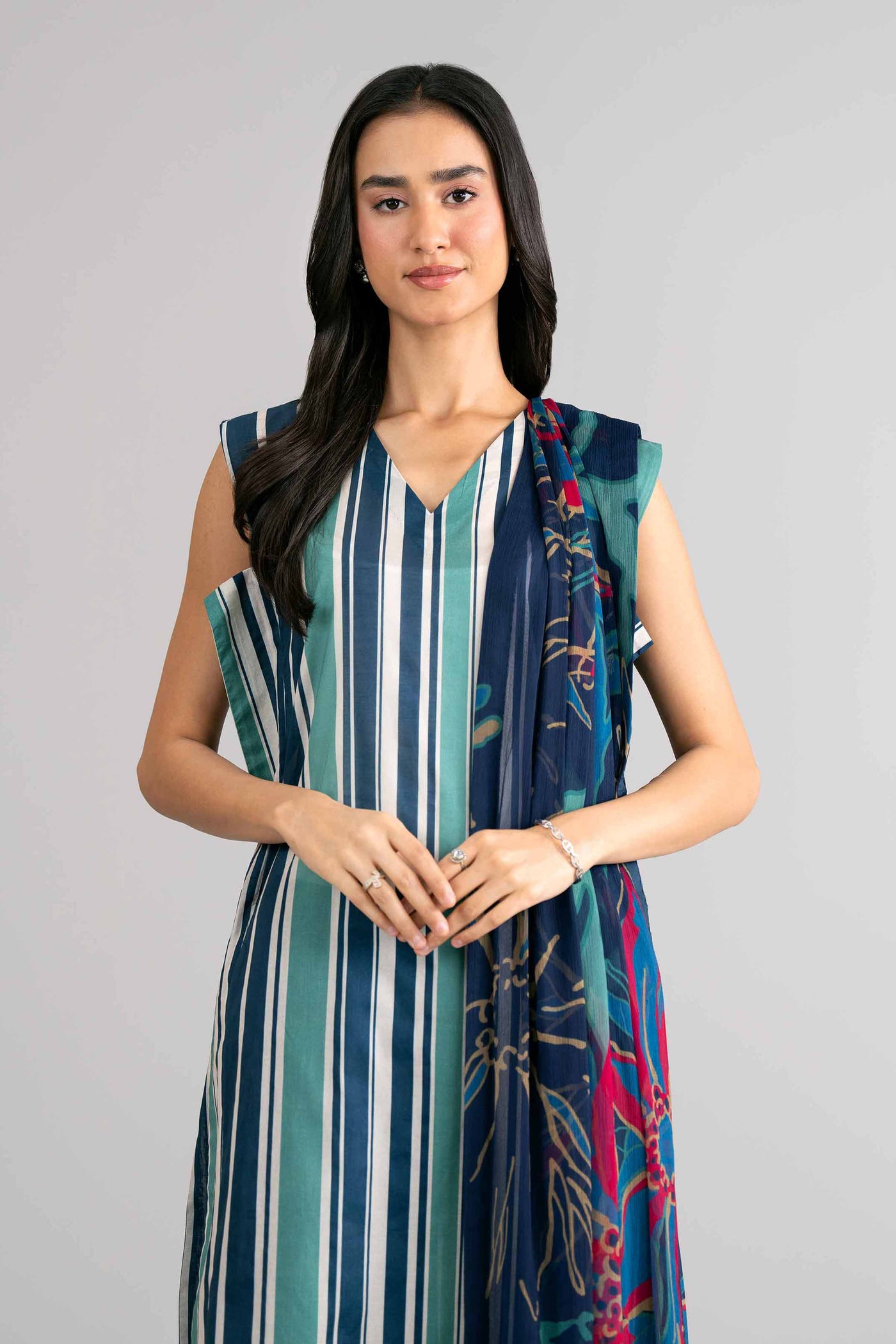 3 Piece Embroidered Organza Suit