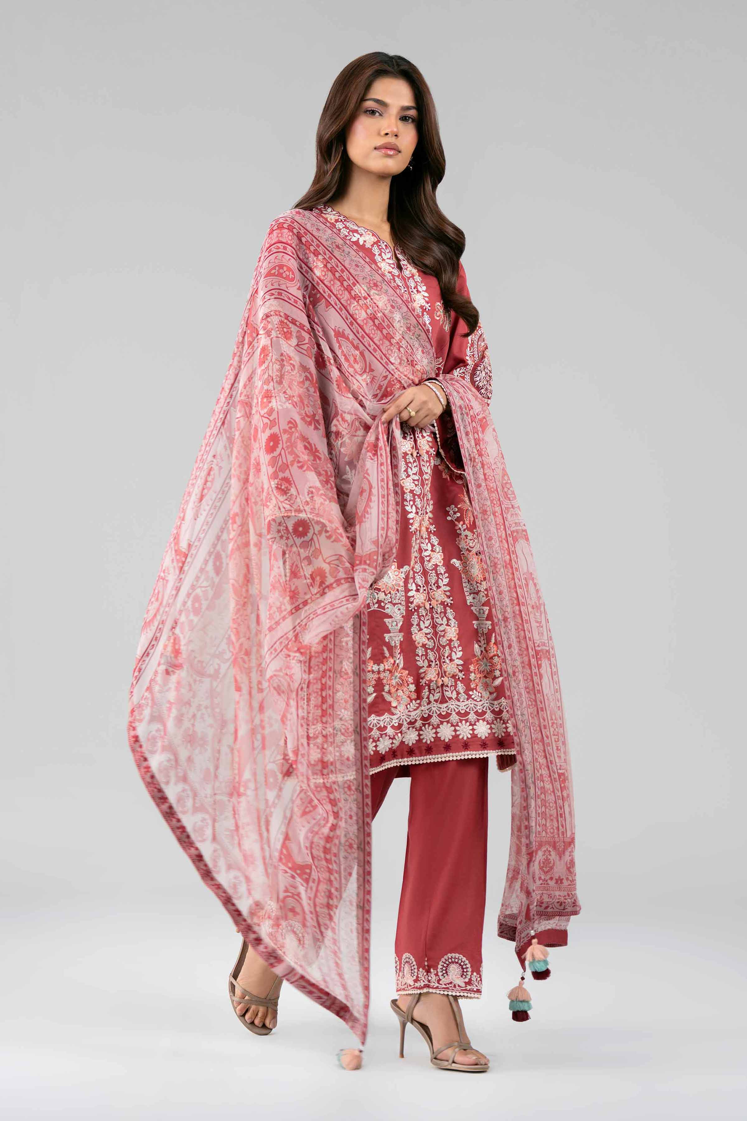 3 Piece - Digital Printed Embroidered Suit - 42601769