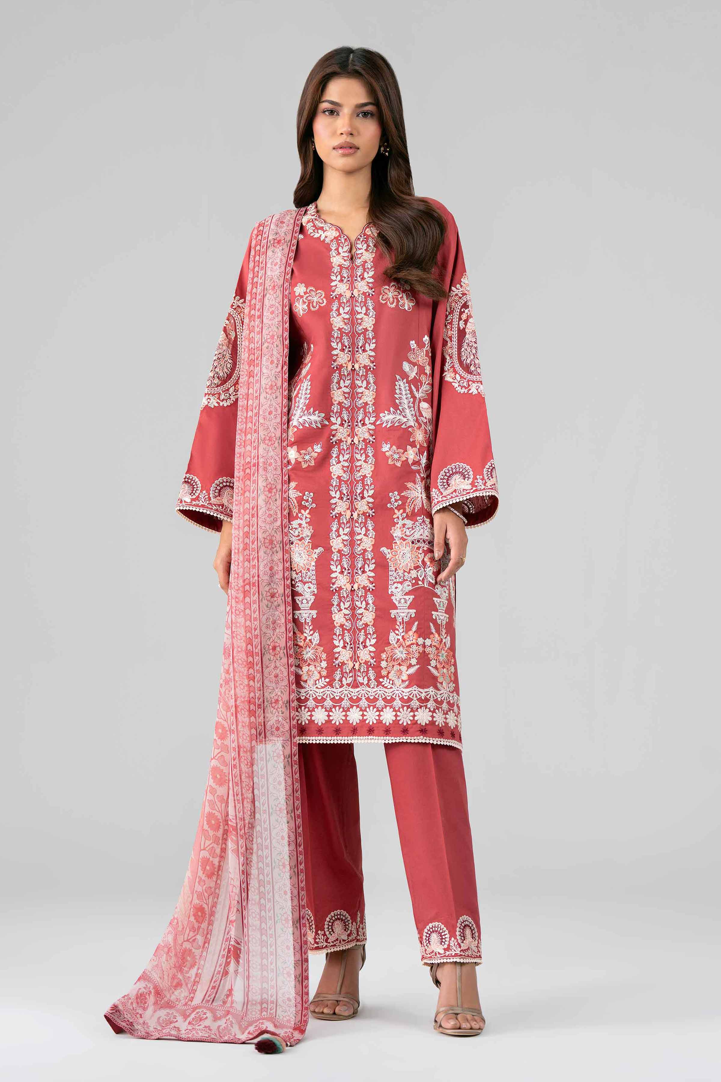 3 Piece - Digital Printed Embroidered Suit - 42601769