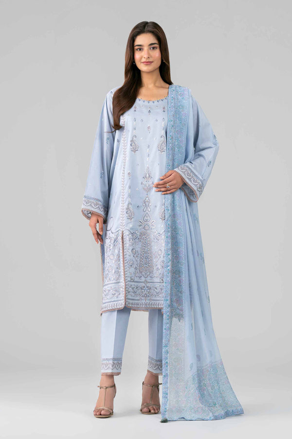 3 Piece - Digital Printed Embroidered Suit - 42601770