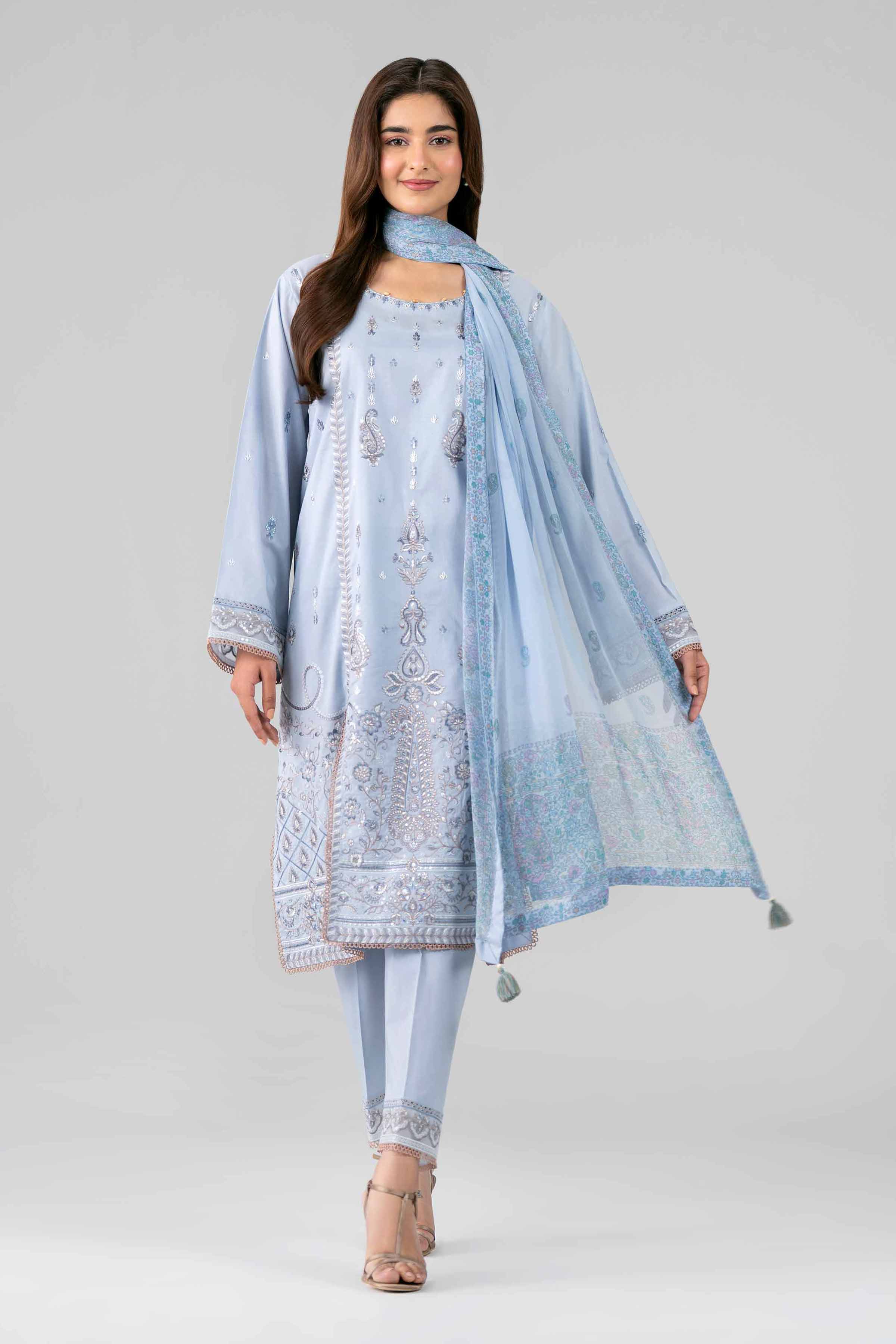 3 Piece - Digital Printed Embroidered Suit - 42601770
