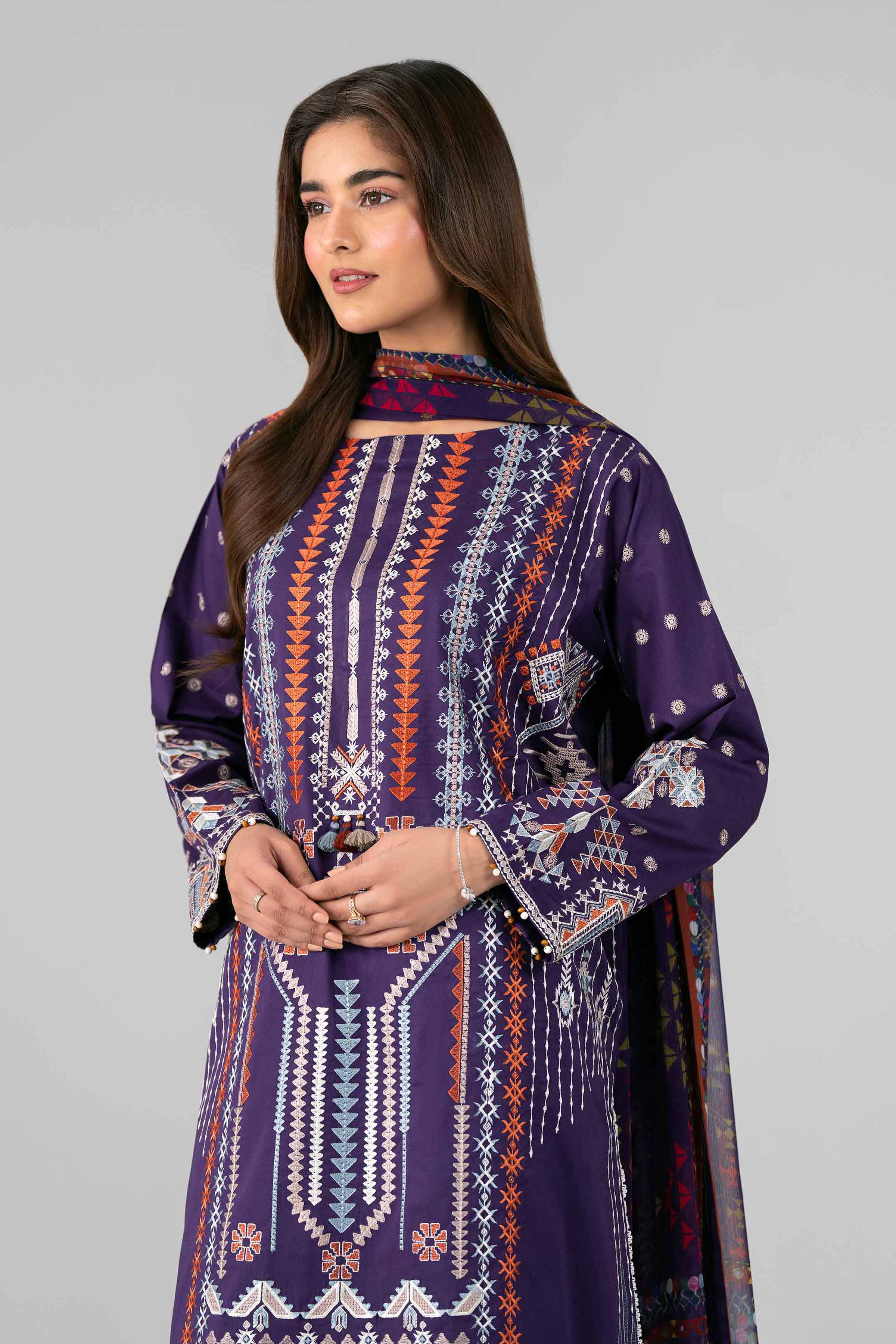 3 Piece - Digital Printed Embroidered Suit - 42601772