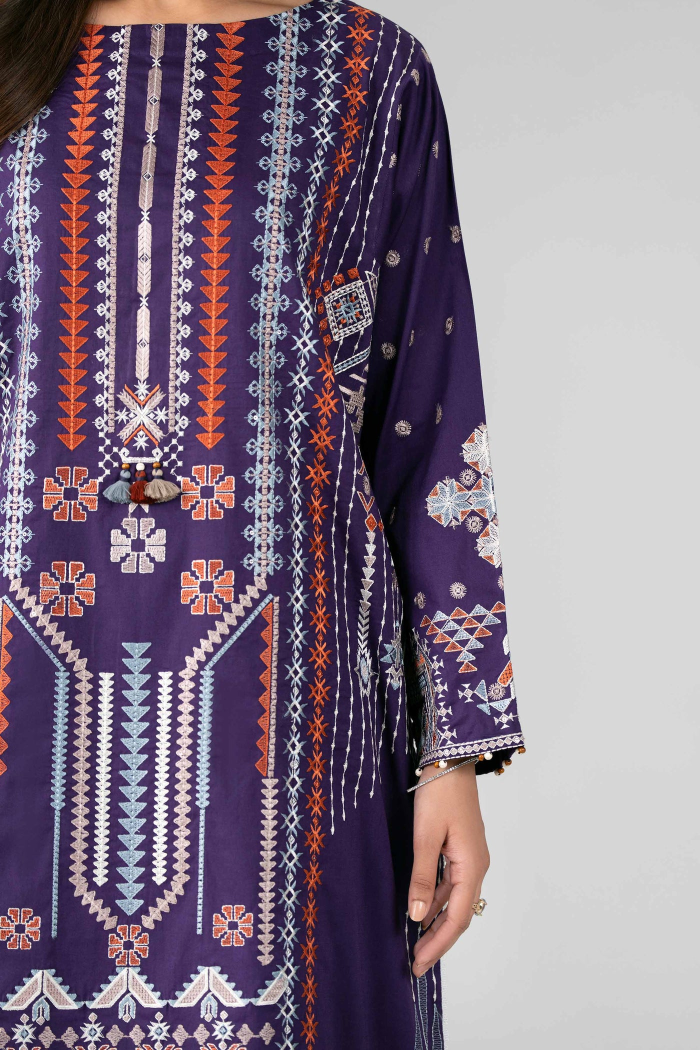 3 Piece Unstitched Embroidered Cambric Suit | MPT-2701-A