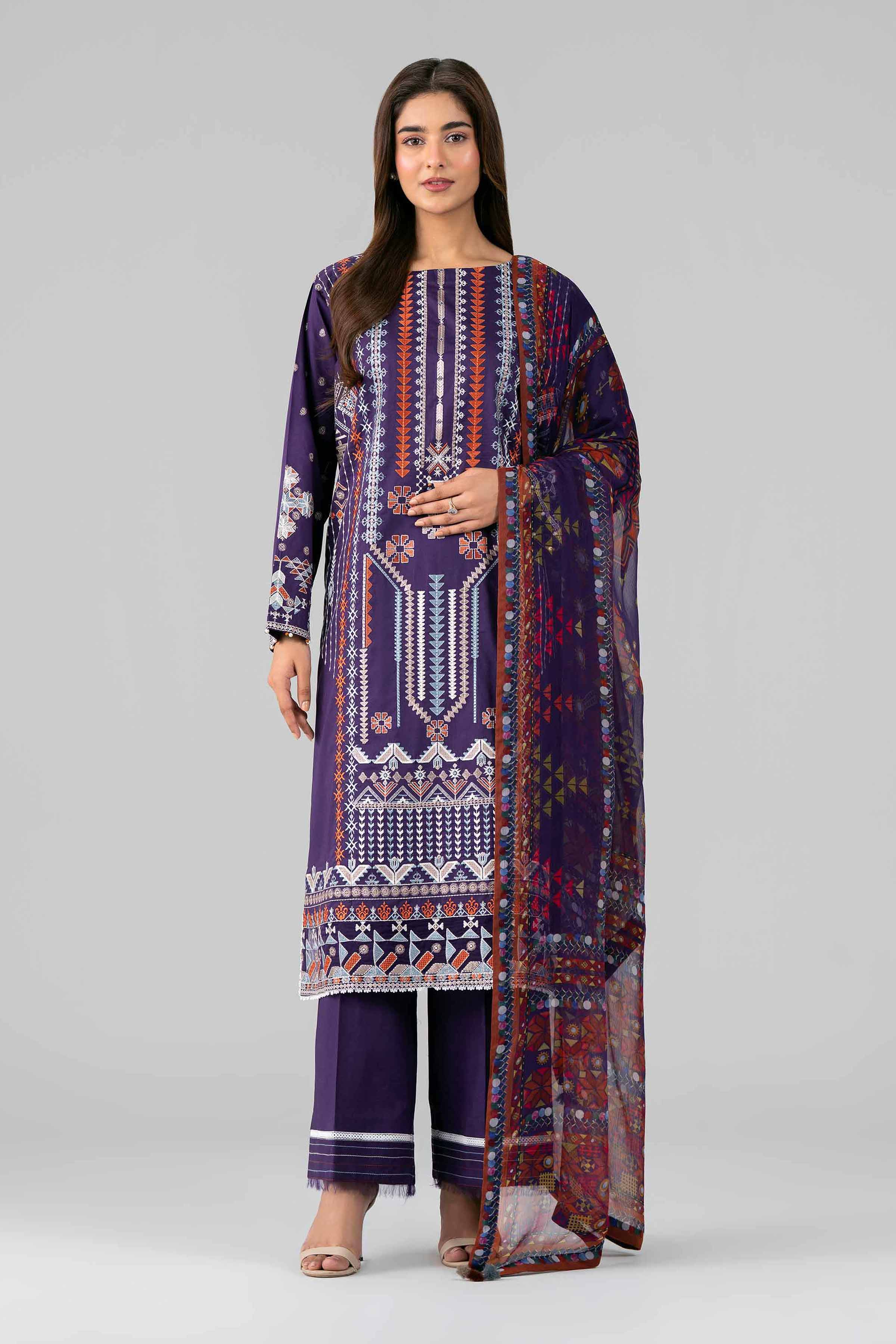 3 Piece - Digital Printed Embroidered Suit - 42601772
