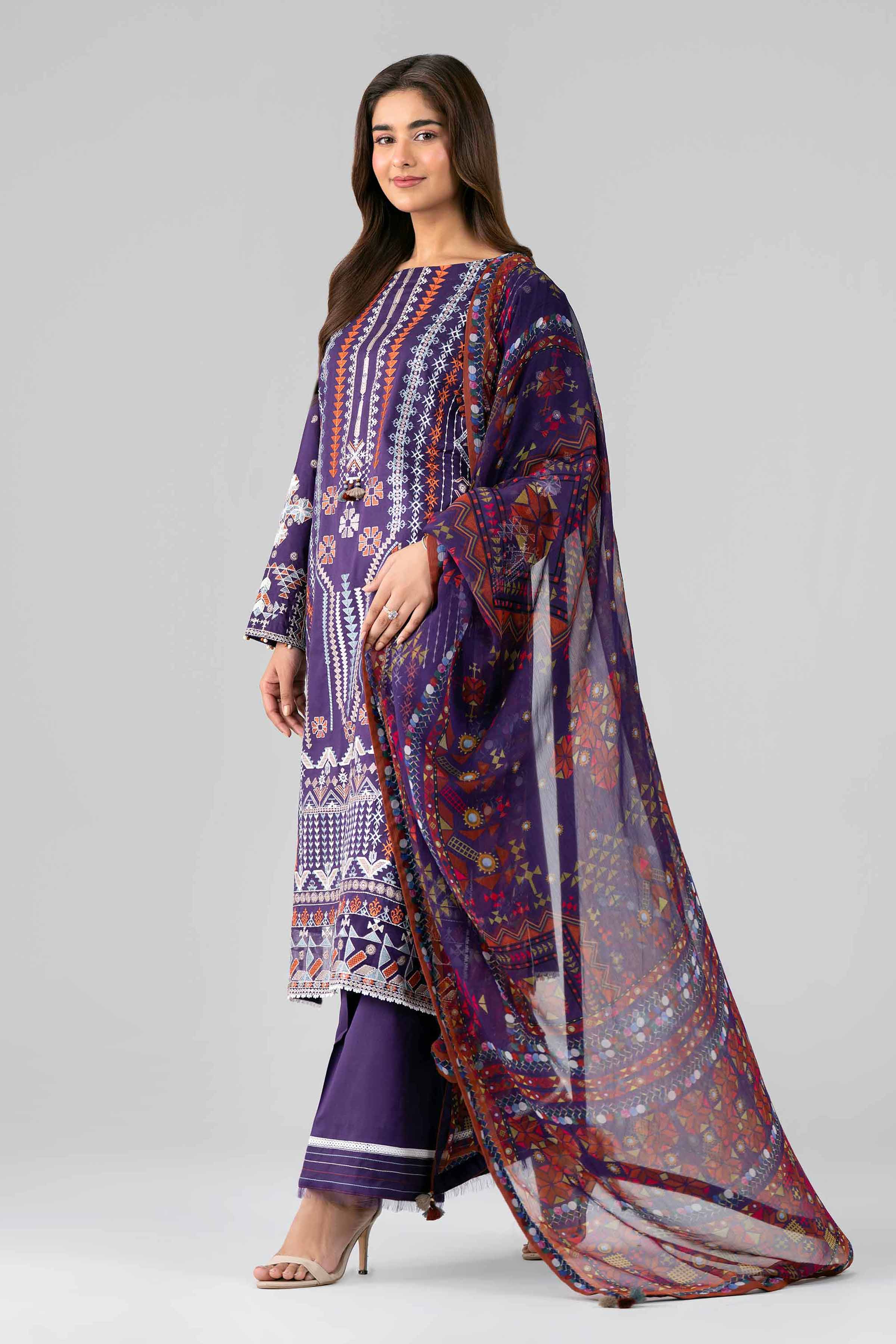 3 Piece - Digital Printed Embroidered Suit - 42601772