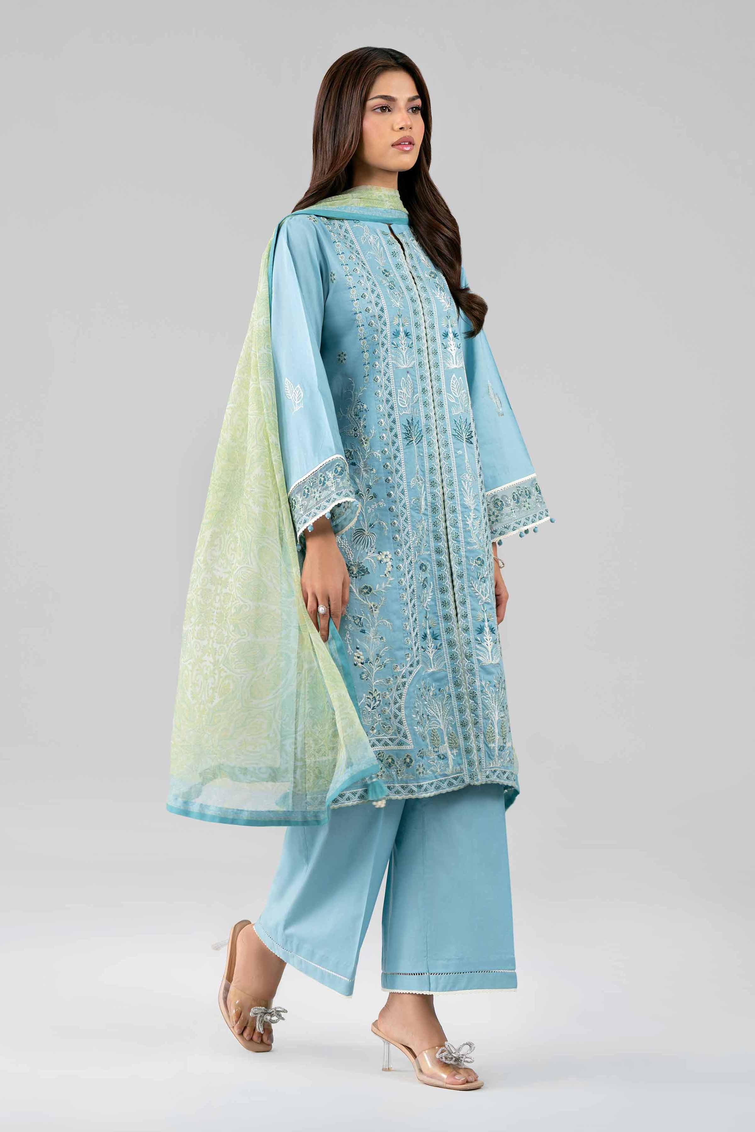 3 Piece Unstitched Embroidered Cambric Suit | MPT-2709-A