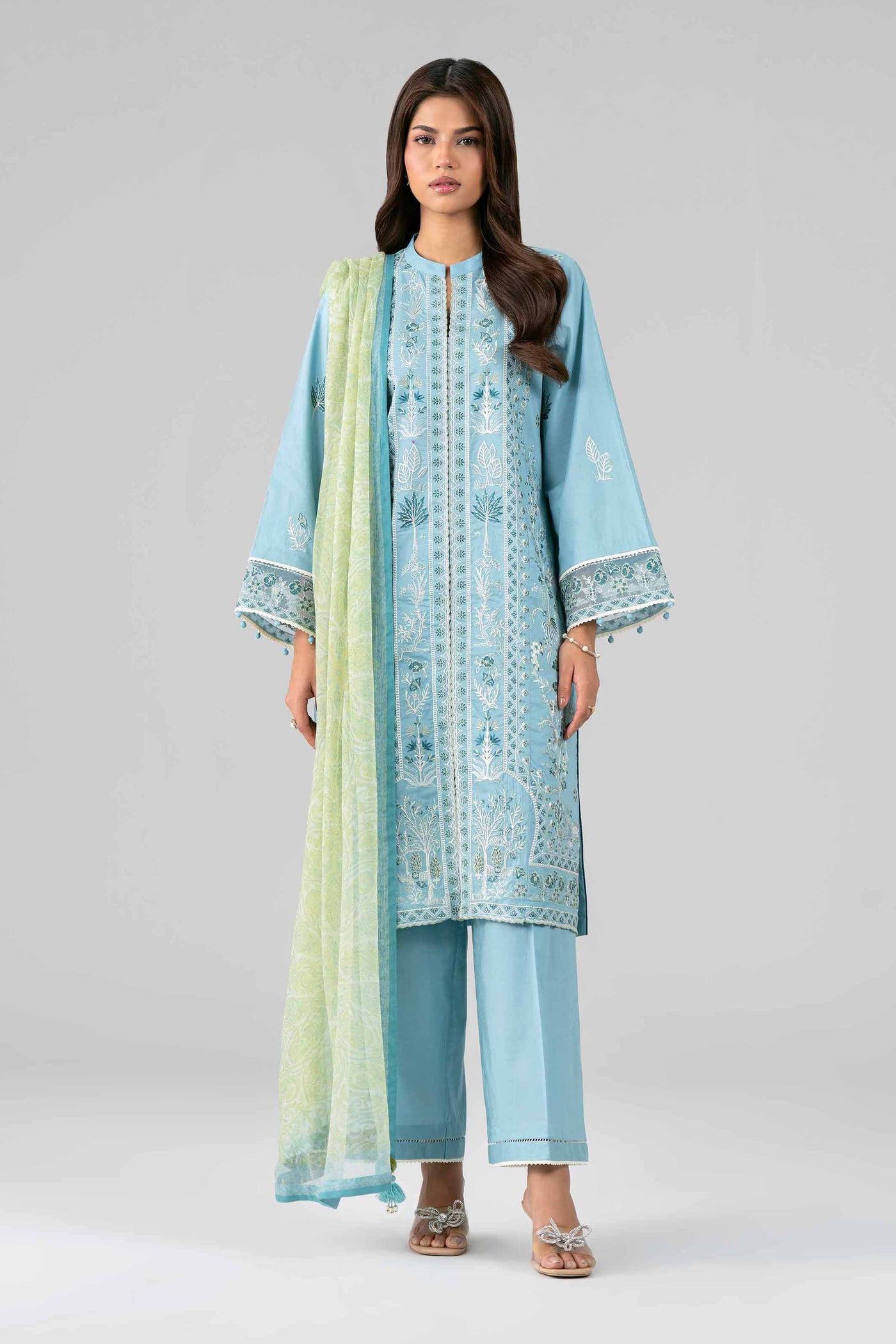 3 Piece Unstitched Embroidered Cambric Suit | MPT-2708-A