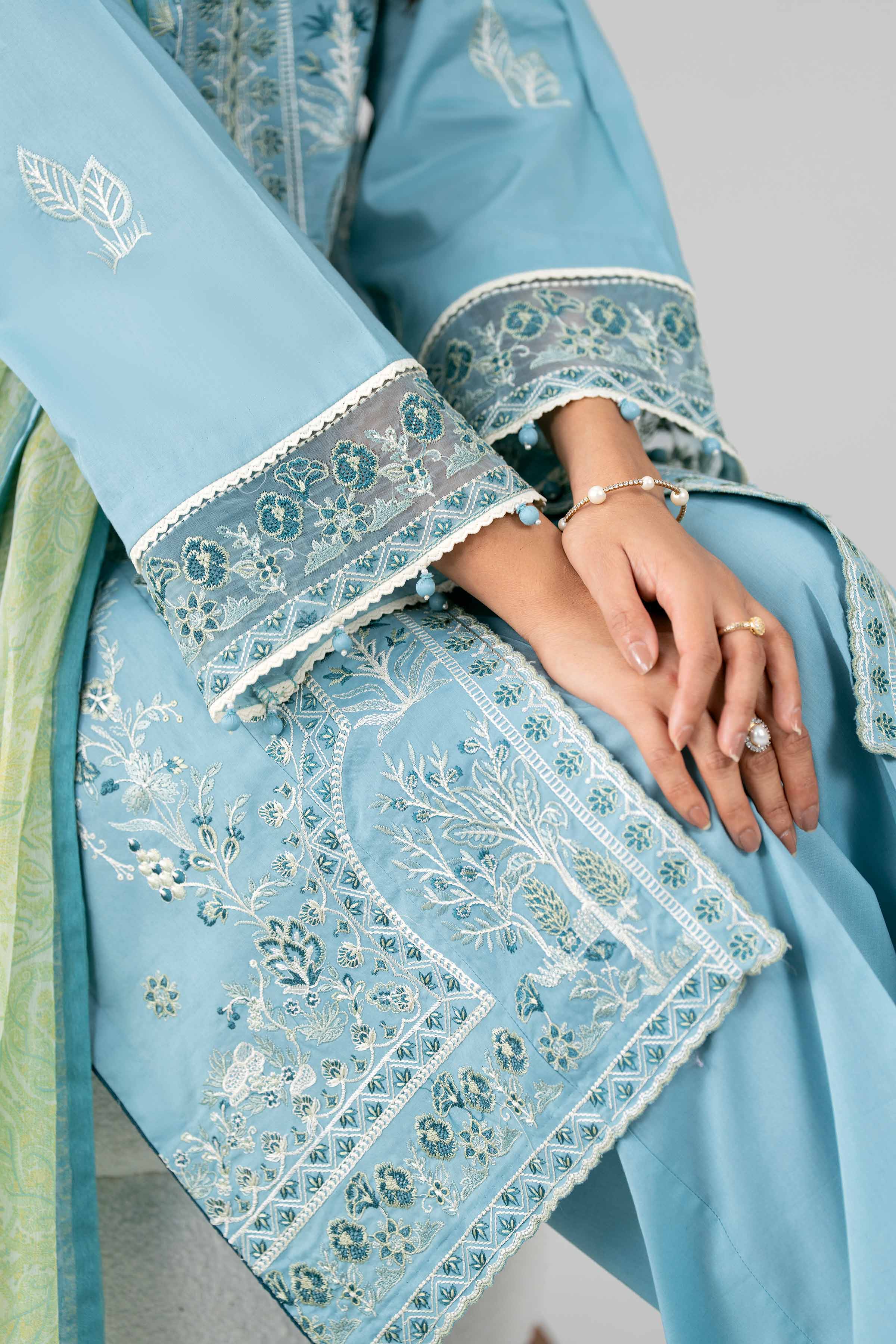 3 Piece Unstitched Embroidered Cambric Suit | MPT-2709-A