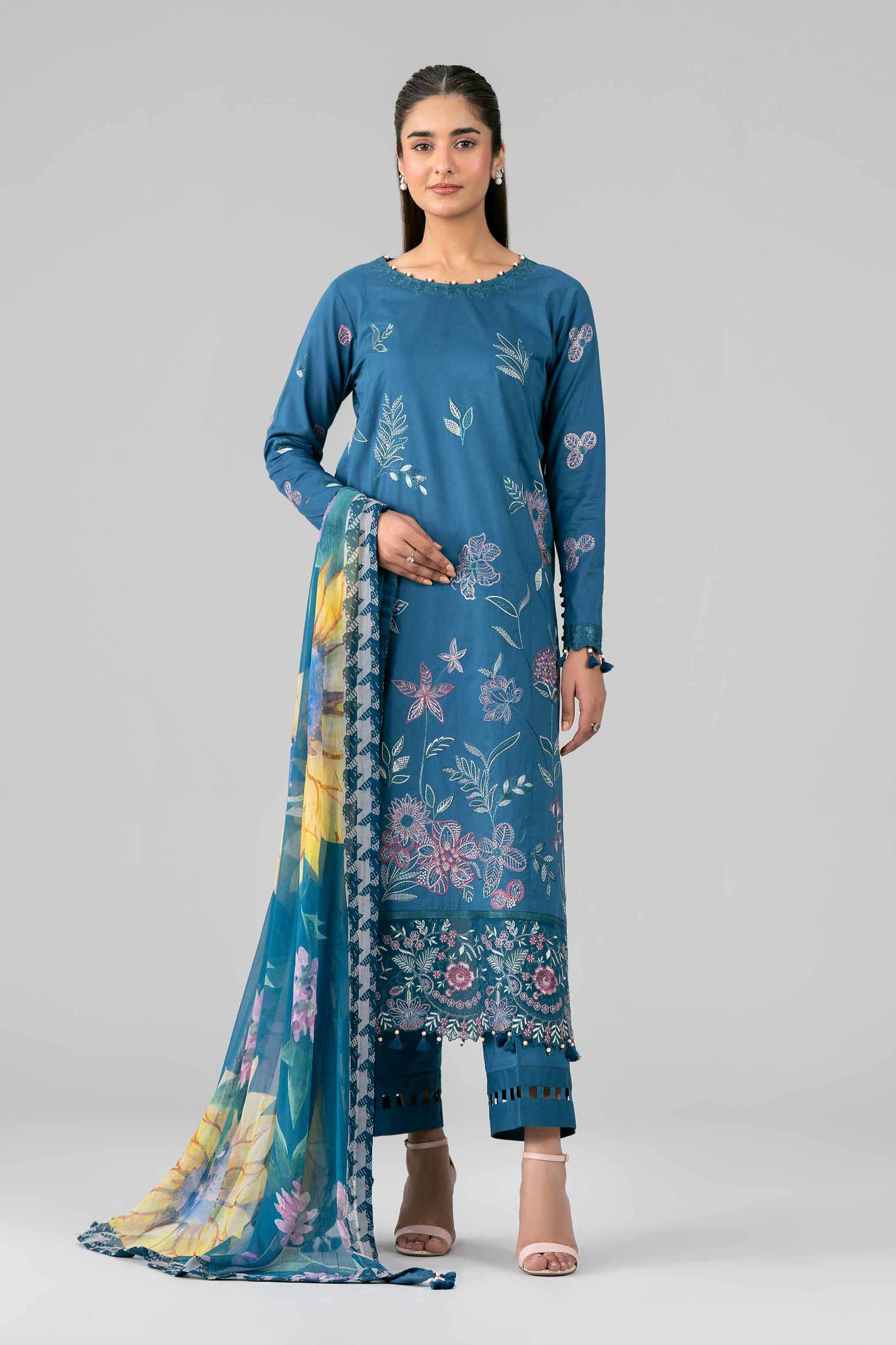 3 Piece - Digital Printed Embroidered Suit - 42601777