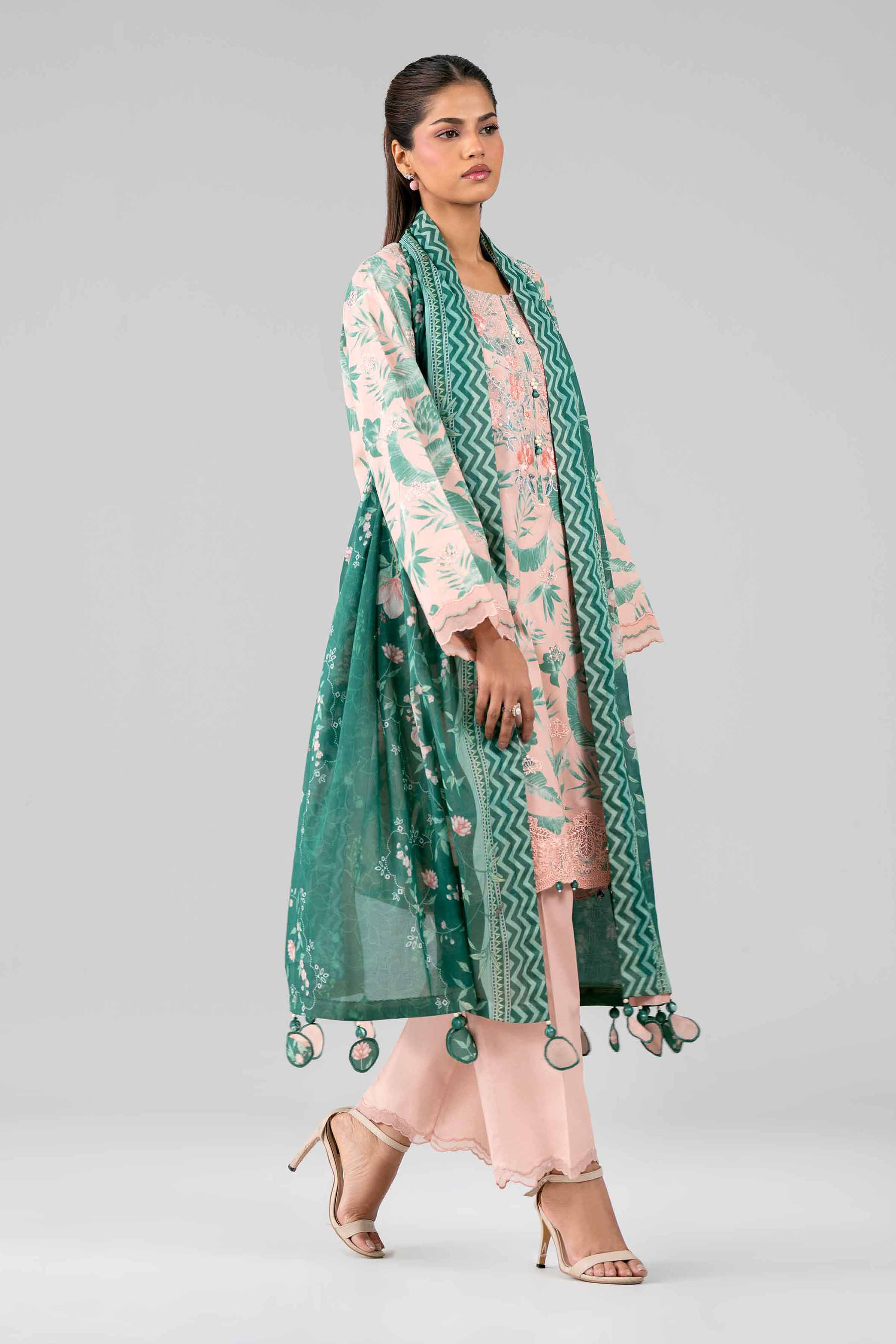 3 Piece - Printed Embroidered Suit - 42601779