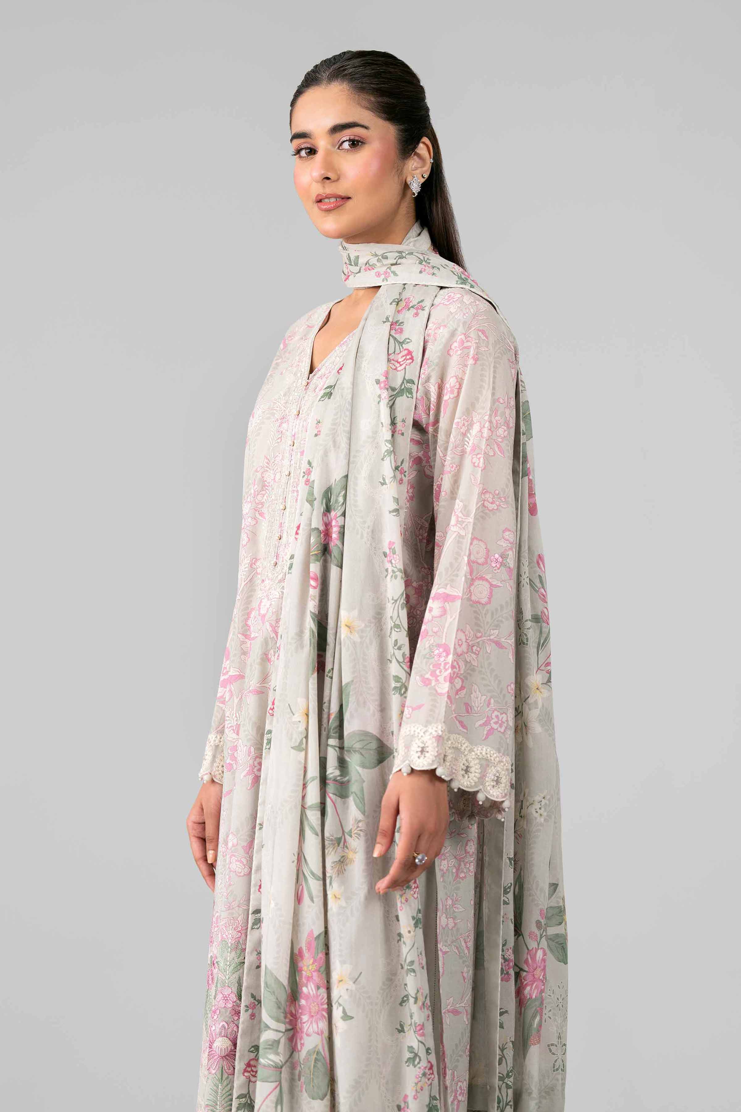 3 Piece - Printed Embroidered Suit - 42601780