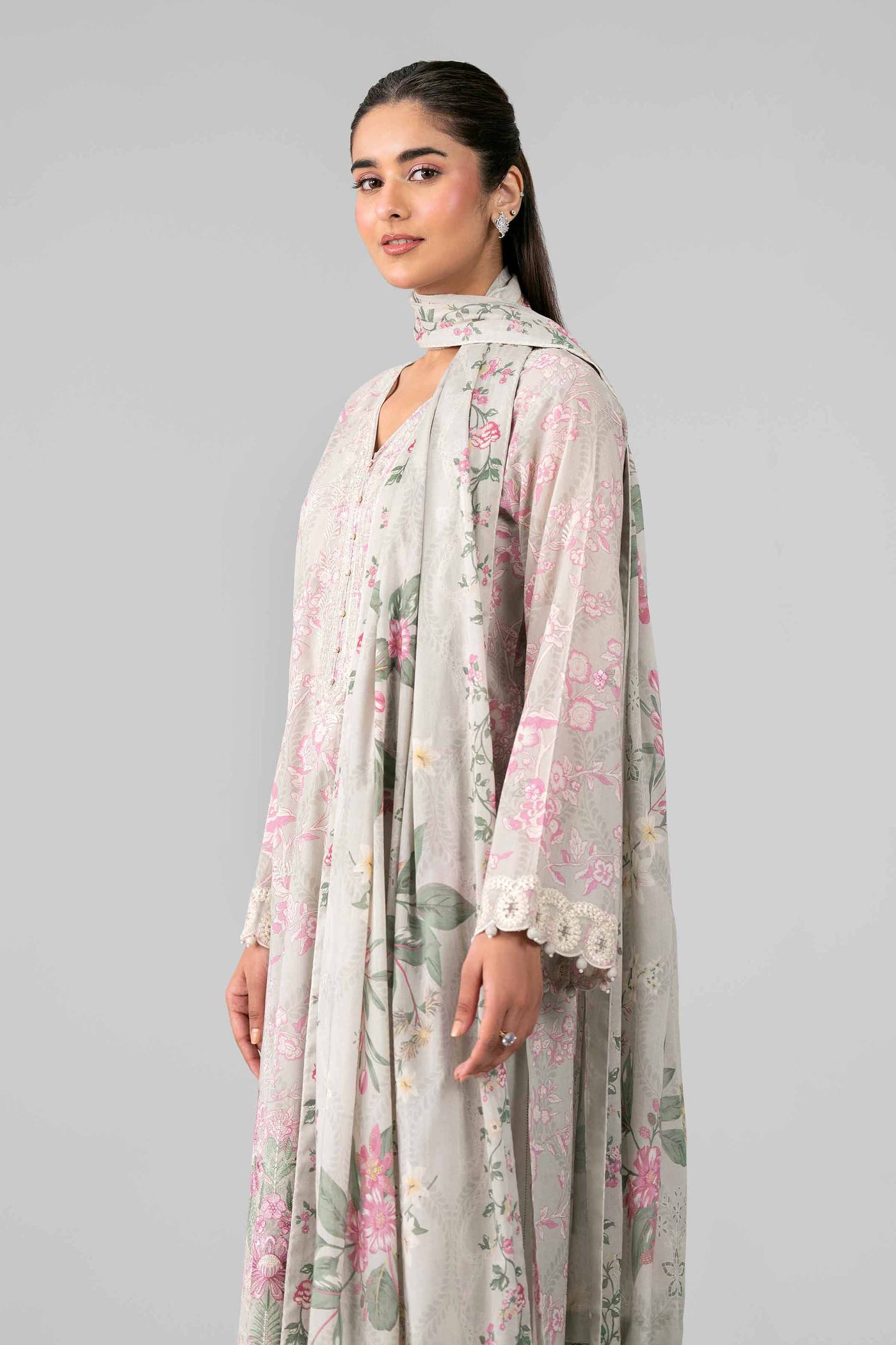 3 Piece Embroidered Raw Silk Suit