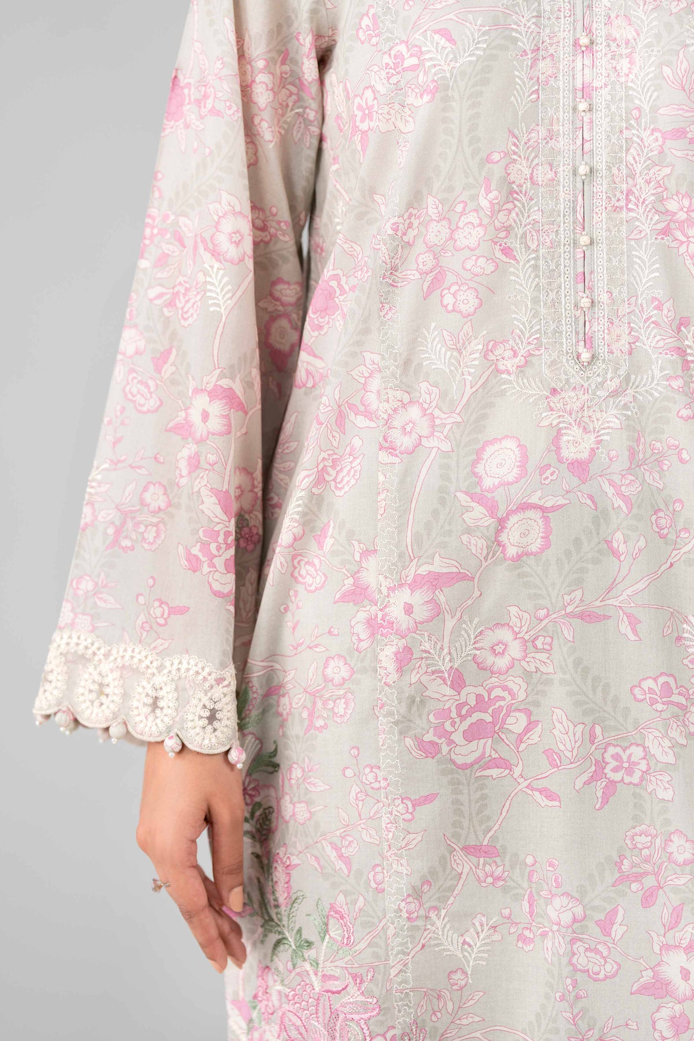 3 Piece Embroidered Raw Silk Suit