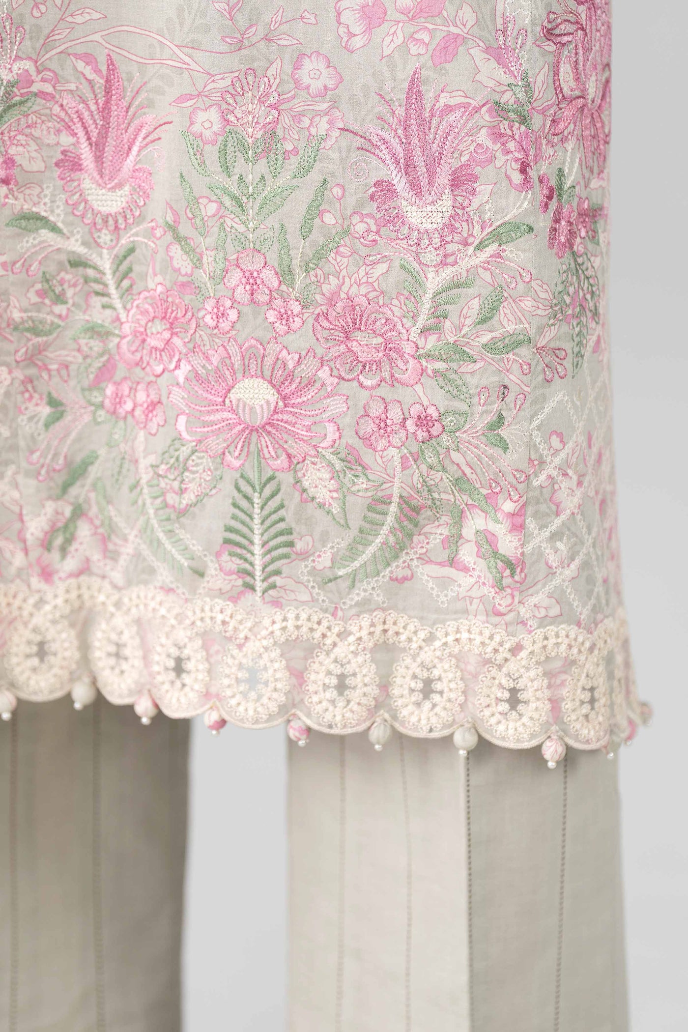 3 Piece Embroidered Raw Silk Suit