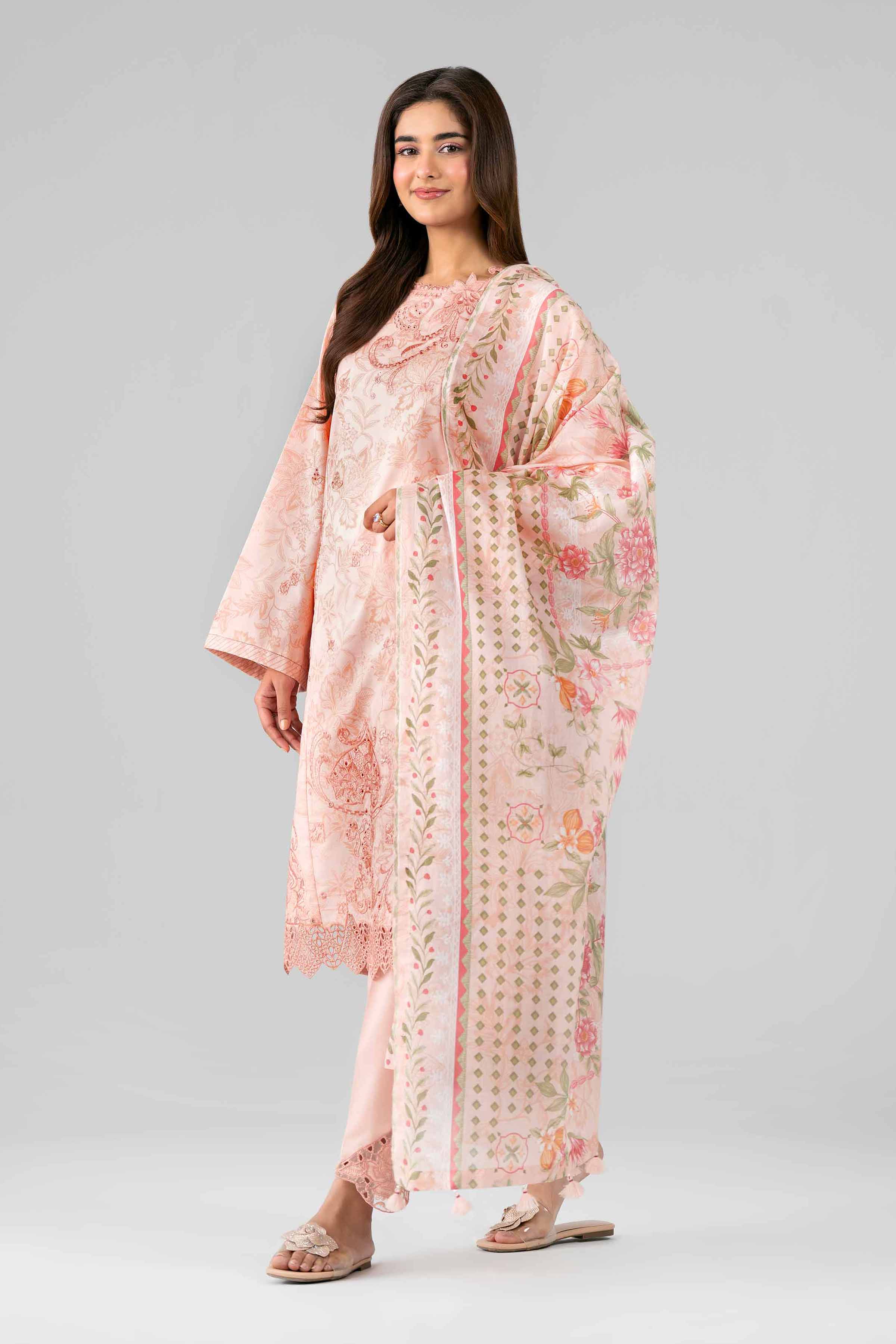 3 Piece Unstitched Embroidered Linen Suit | MPT-2707-B