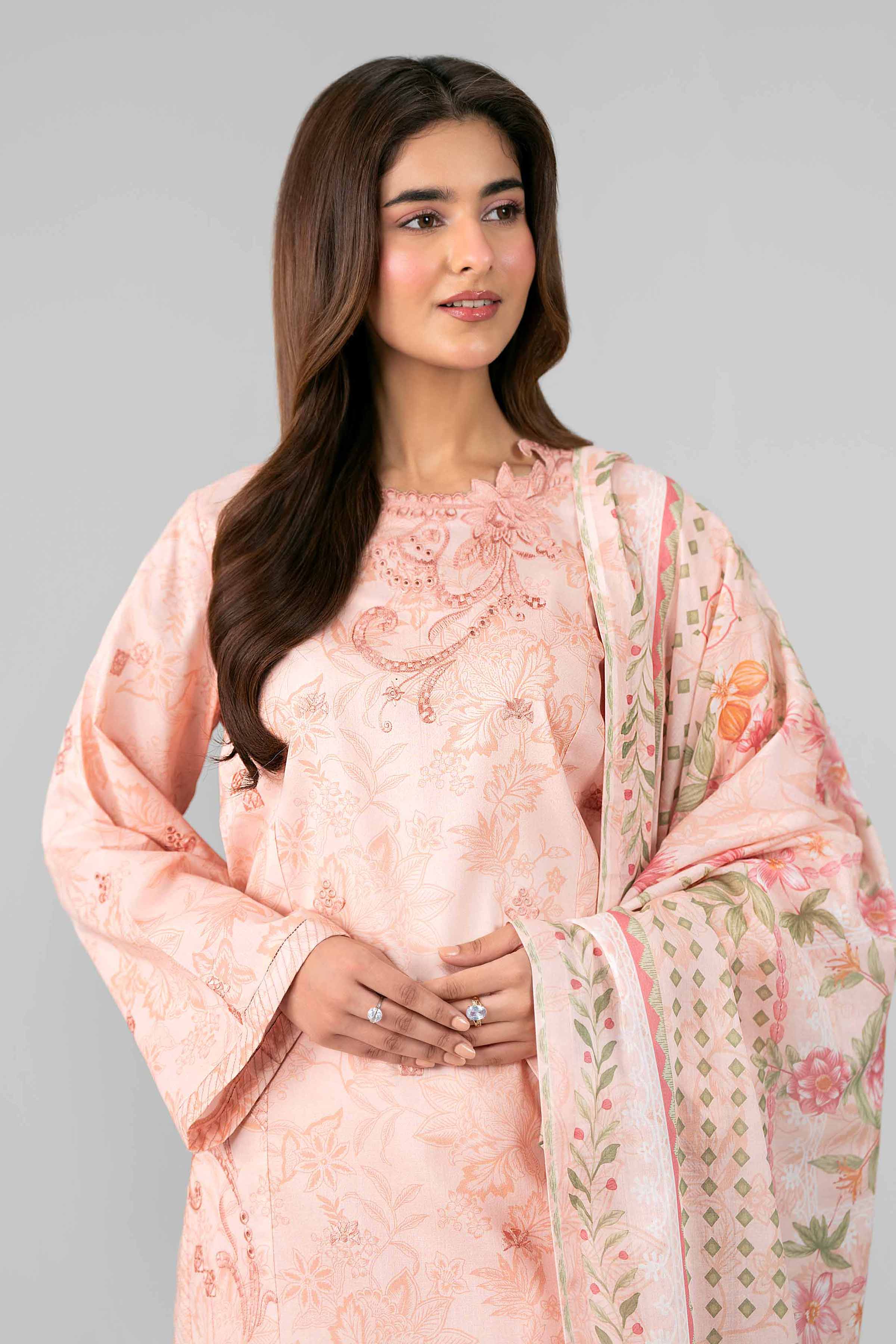 3 Piece Unstitched Embroidered Linen Suit | MPT-2707-B