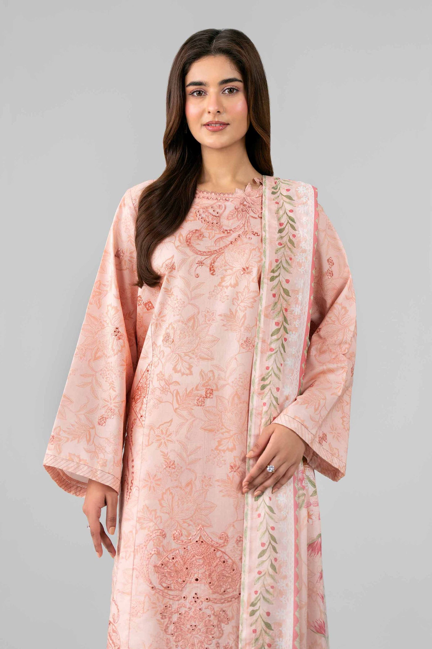 3 Piece Unstitched Embroidered Linen Suit | MPT-2707-B