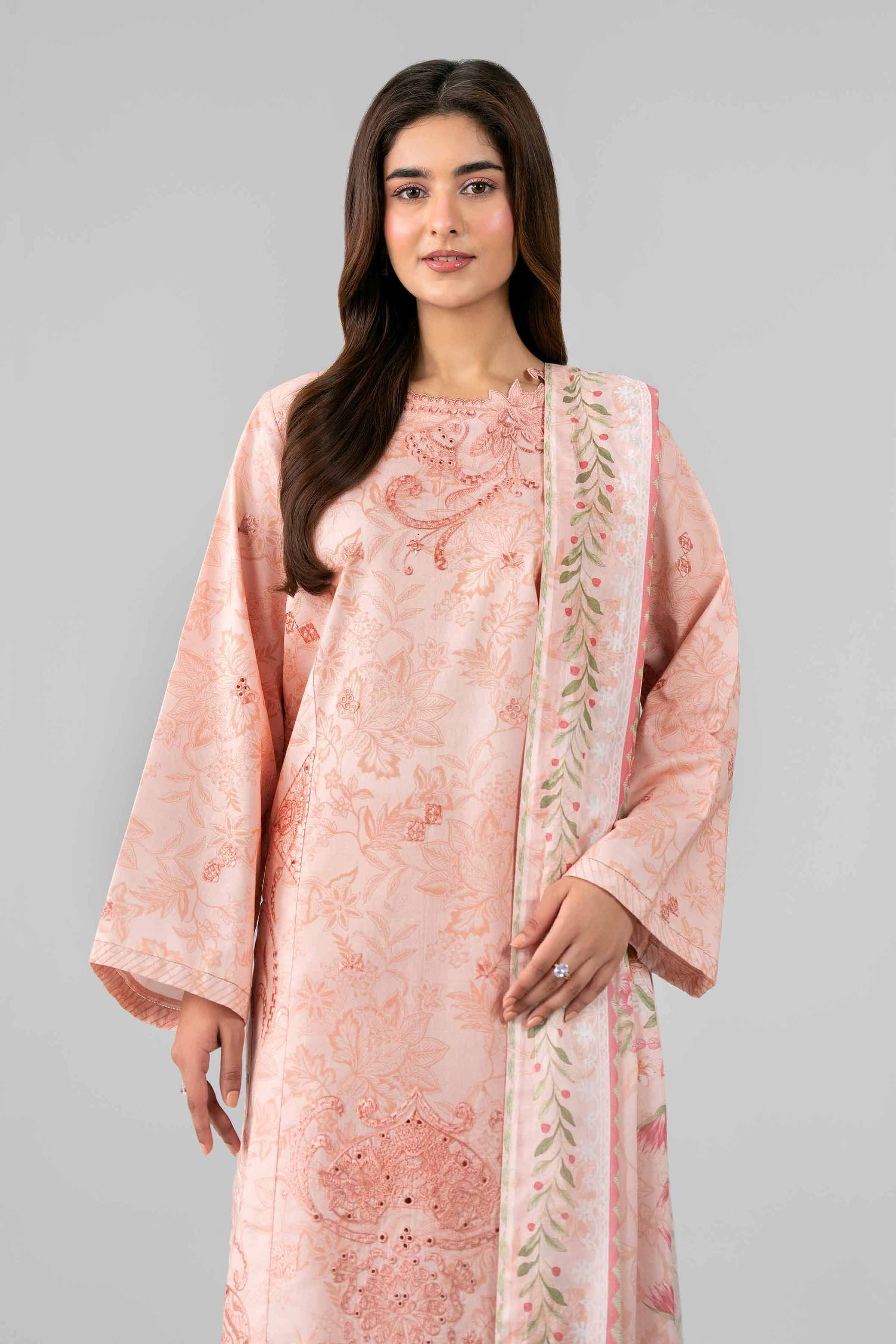 3 Piece Unstitched Embroidered Linen Suit | MPT-2707-B