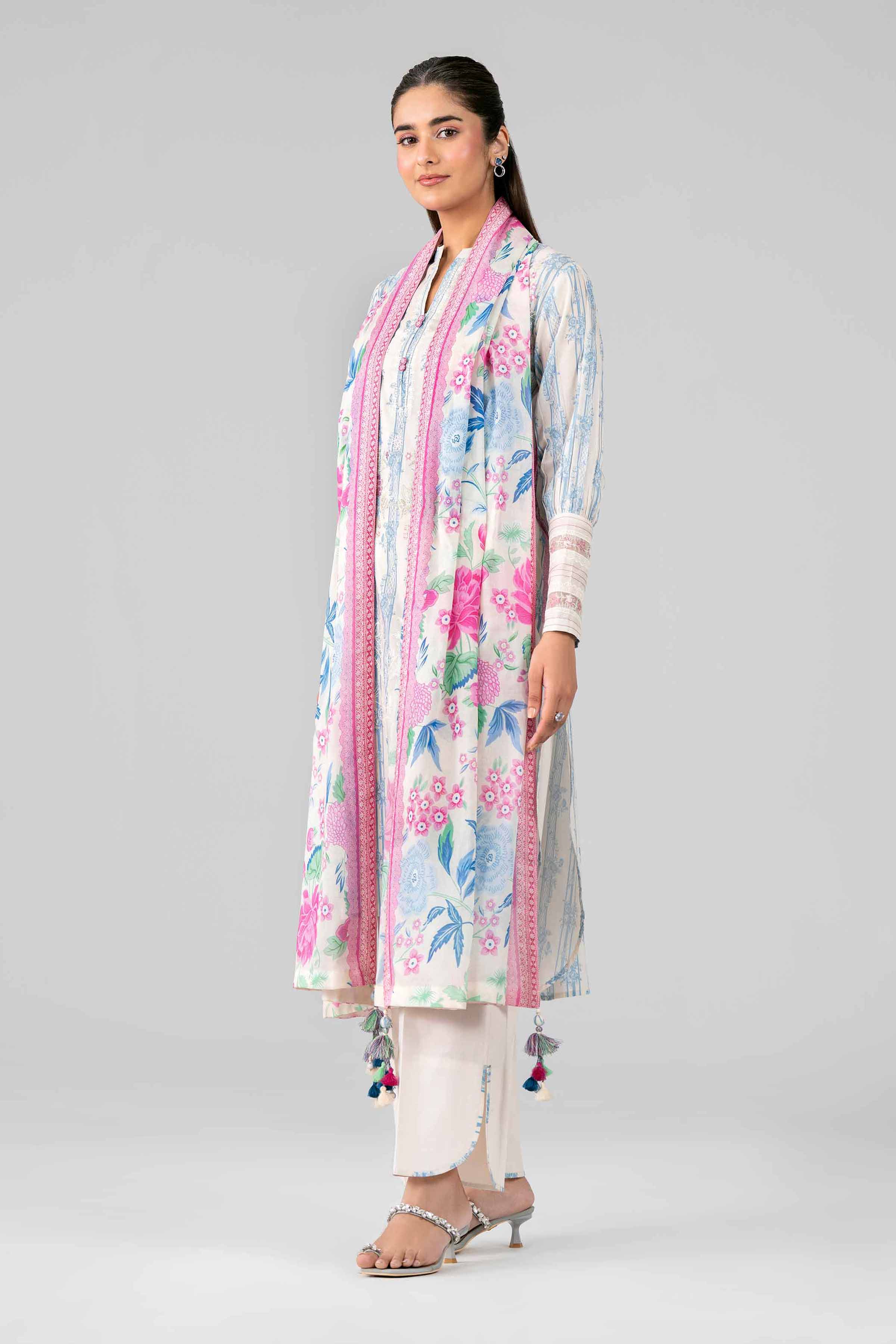 3 Piece - Printed Embroidered Suit - 42601783