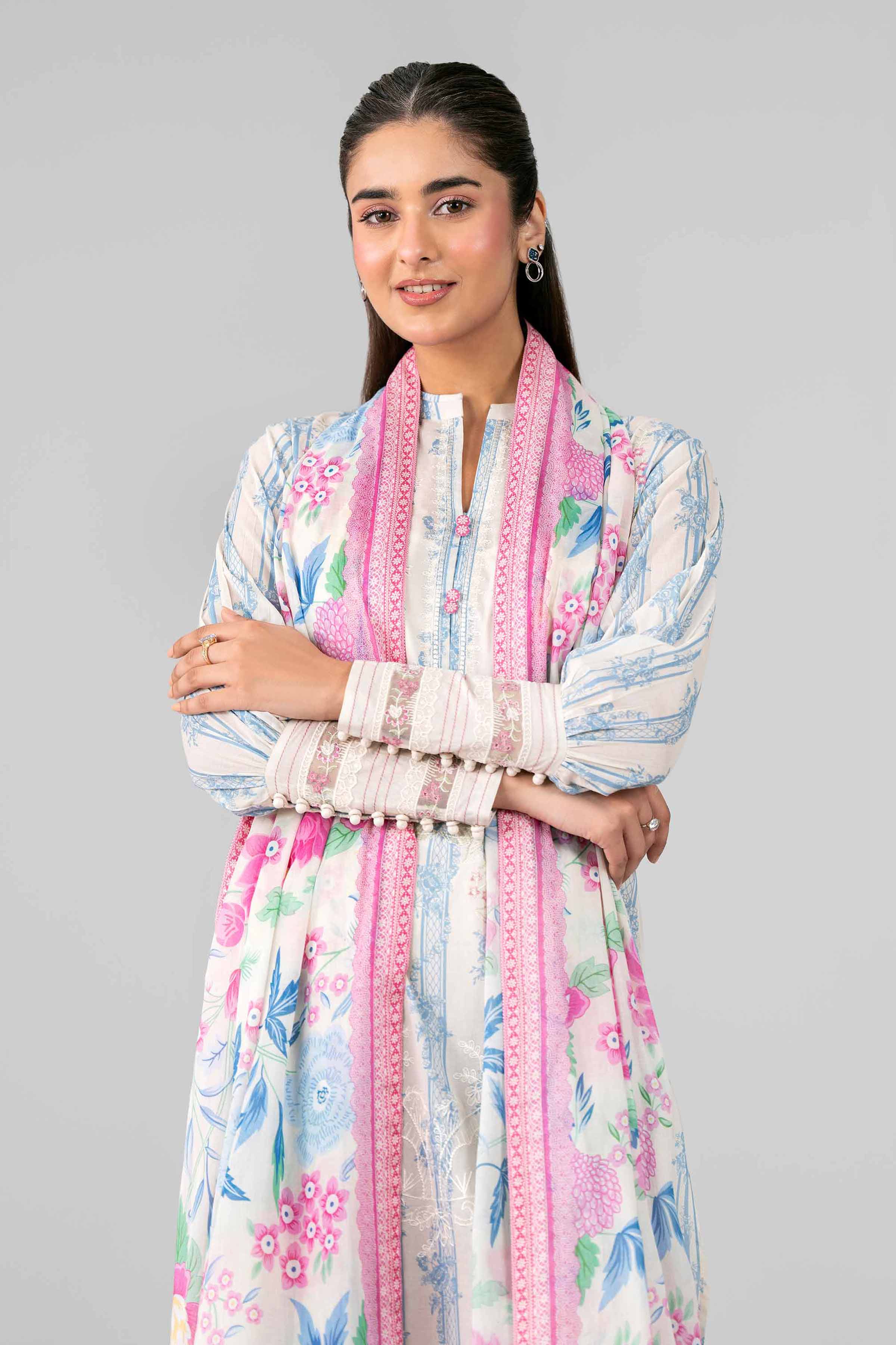 3 Piece - Printed Embroidered Suit - 42601783
