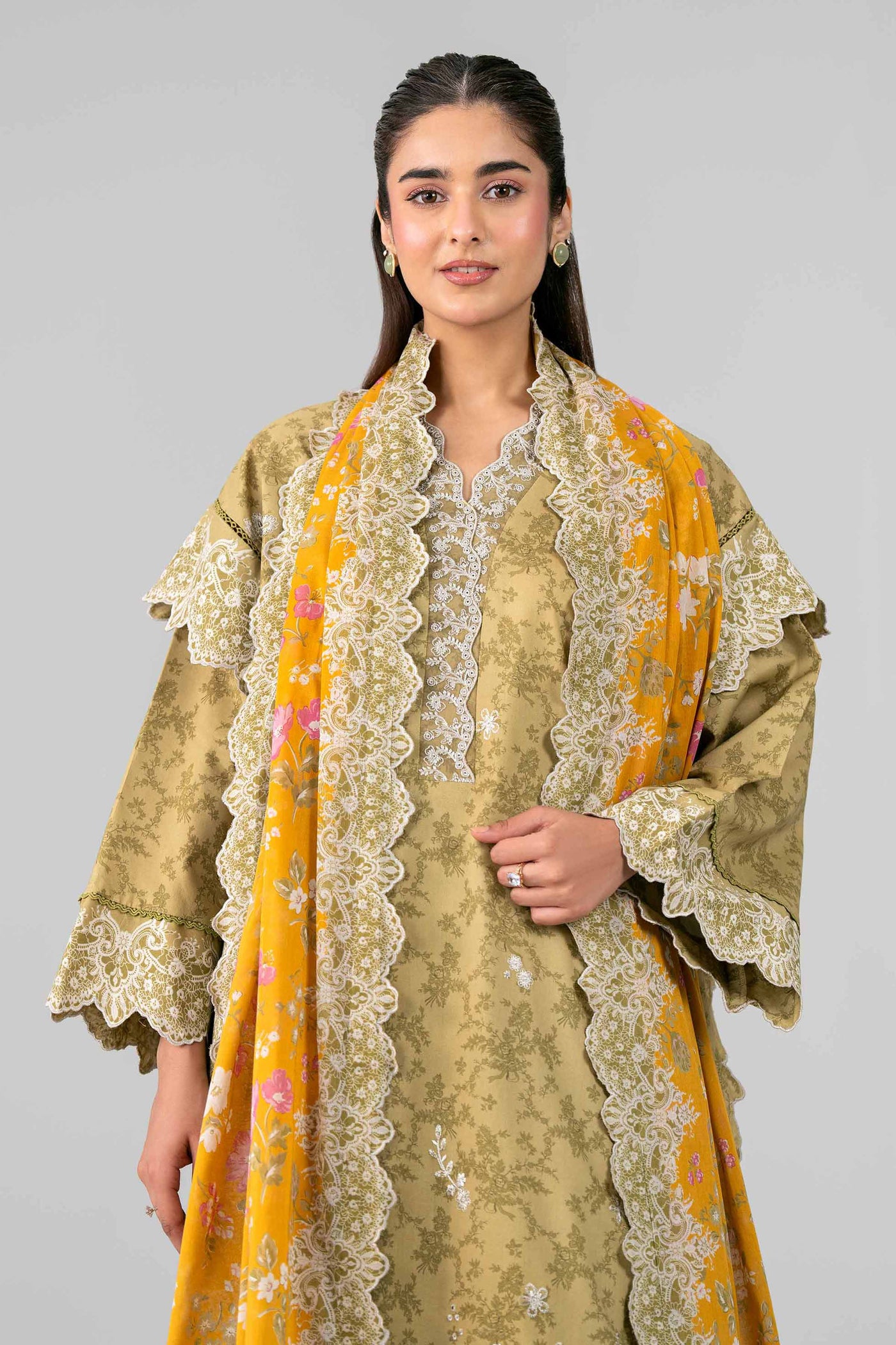 3 Piece Embroidered Organza Suit