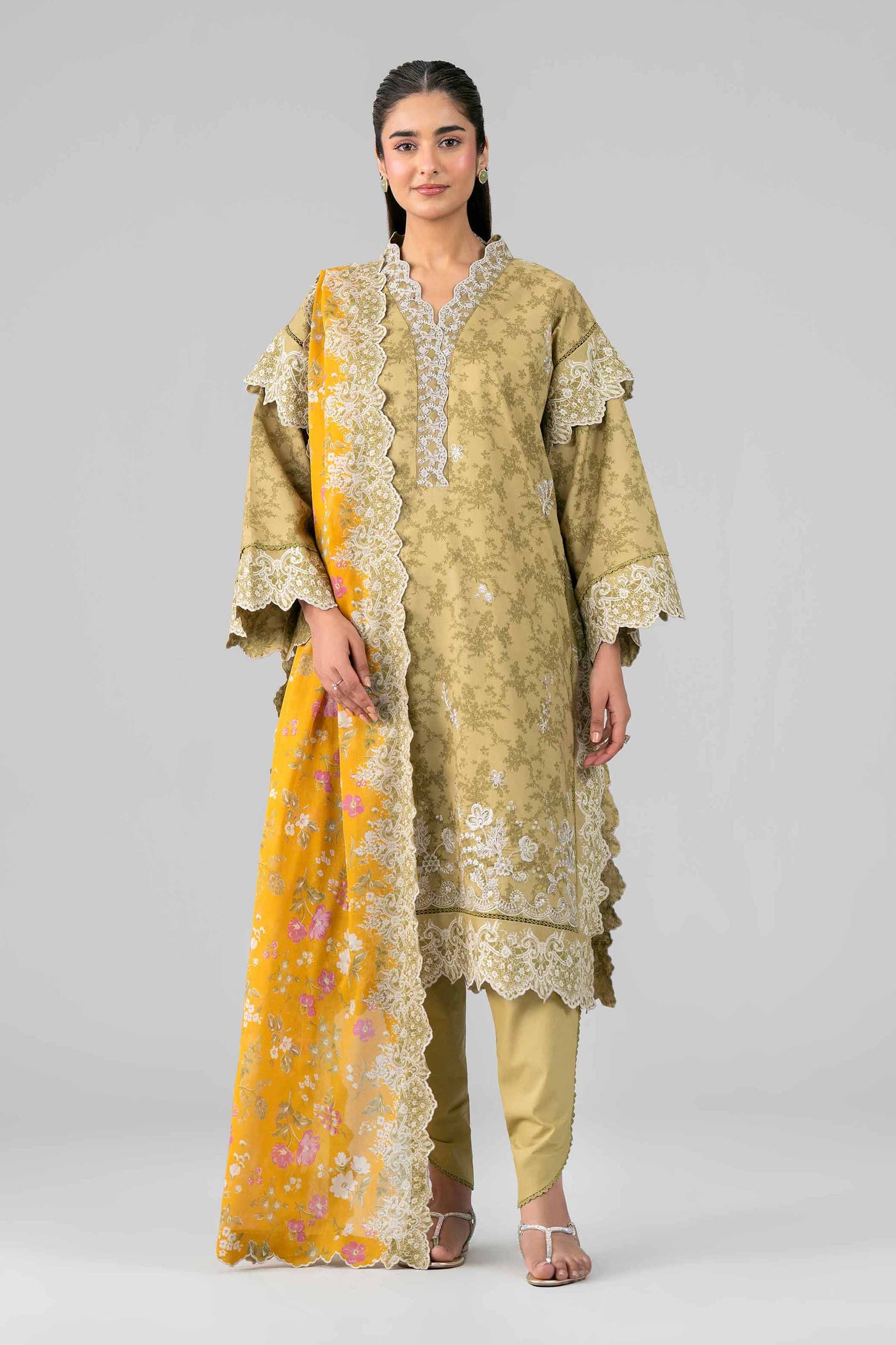 3 Piece Embroidered Organza Suit
