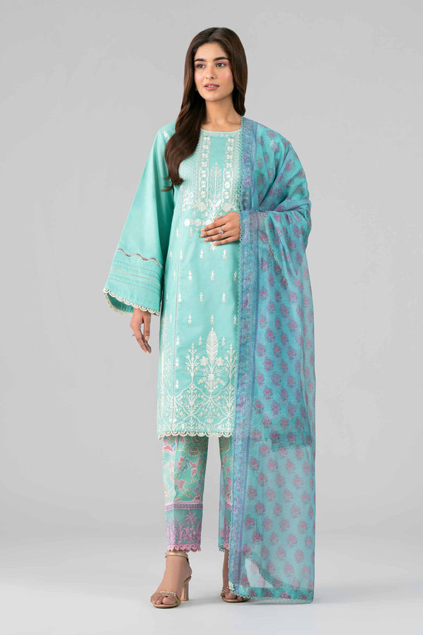 3 Piece - Printed Embroidered Suit - 42601790