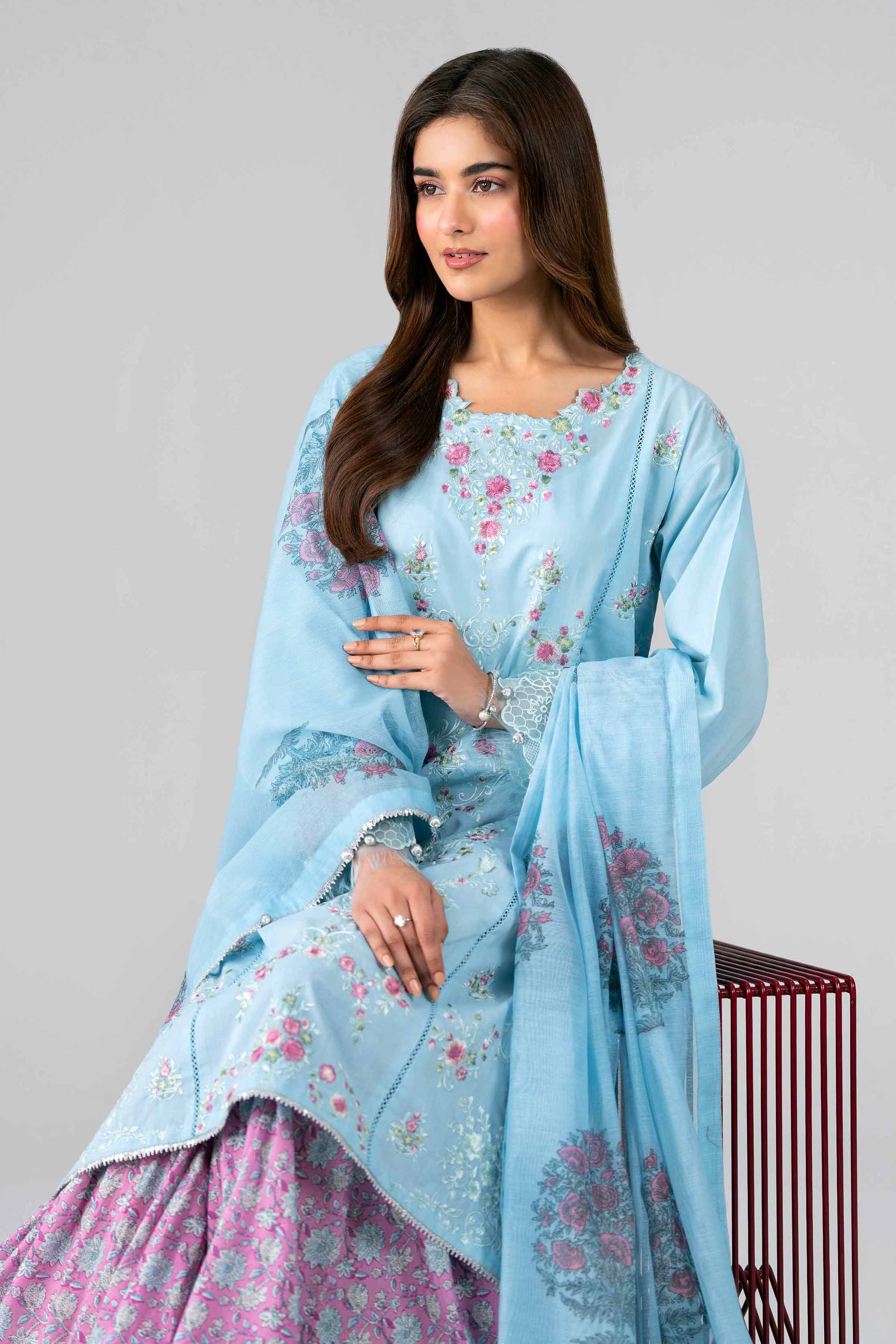 3 Piece - Printed Embroidered Suit - 42601791