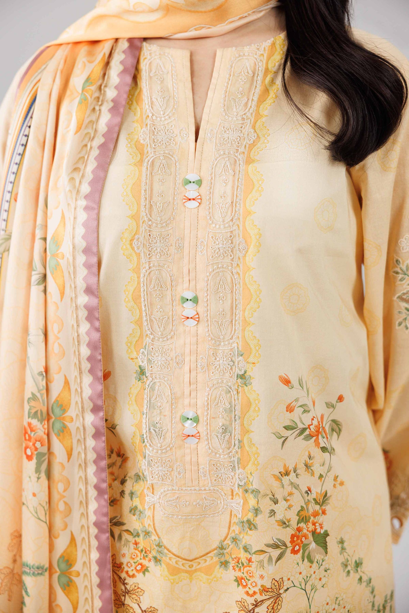 3 Piece Embroidered Organza Suit