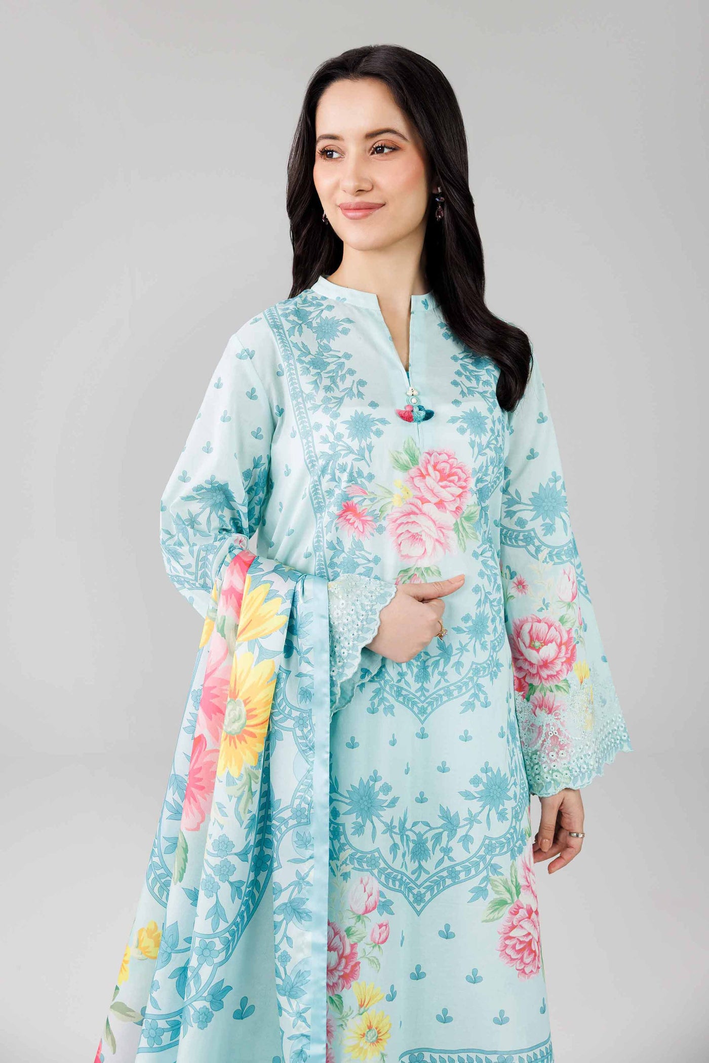 3 Piece Unstitched Embroidered Cambric Suit | MPT-2701-B