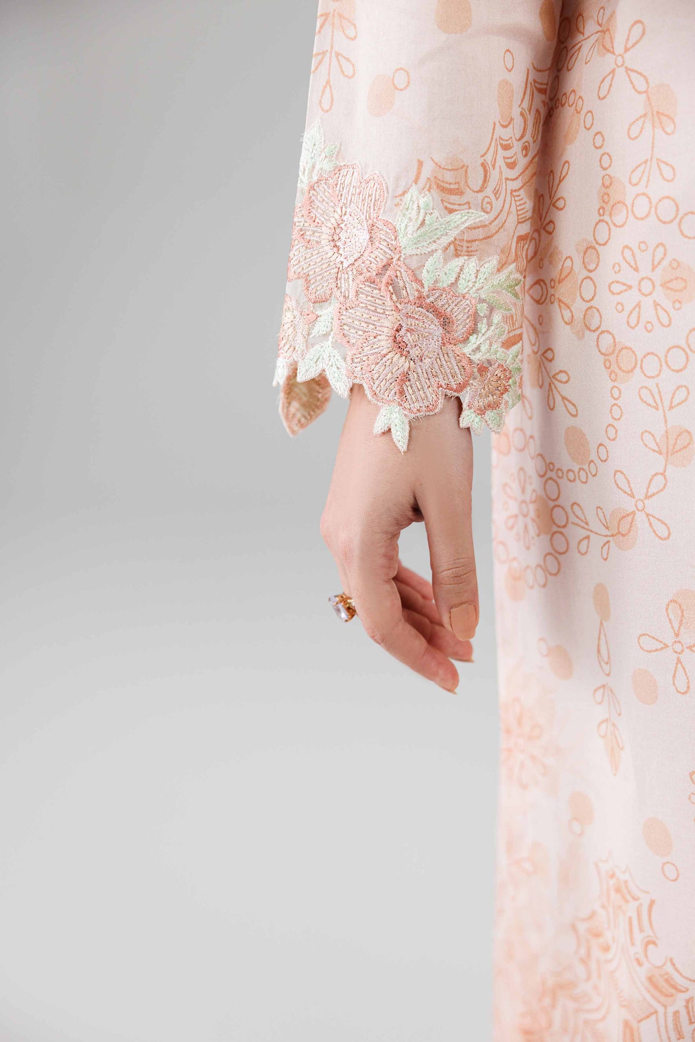 3 Piece Embroidered Raw Silk Suit