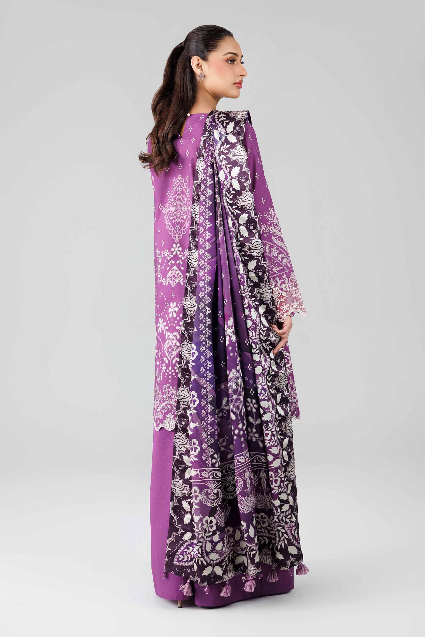 3 Piece Embroidered Raw Silk Suit