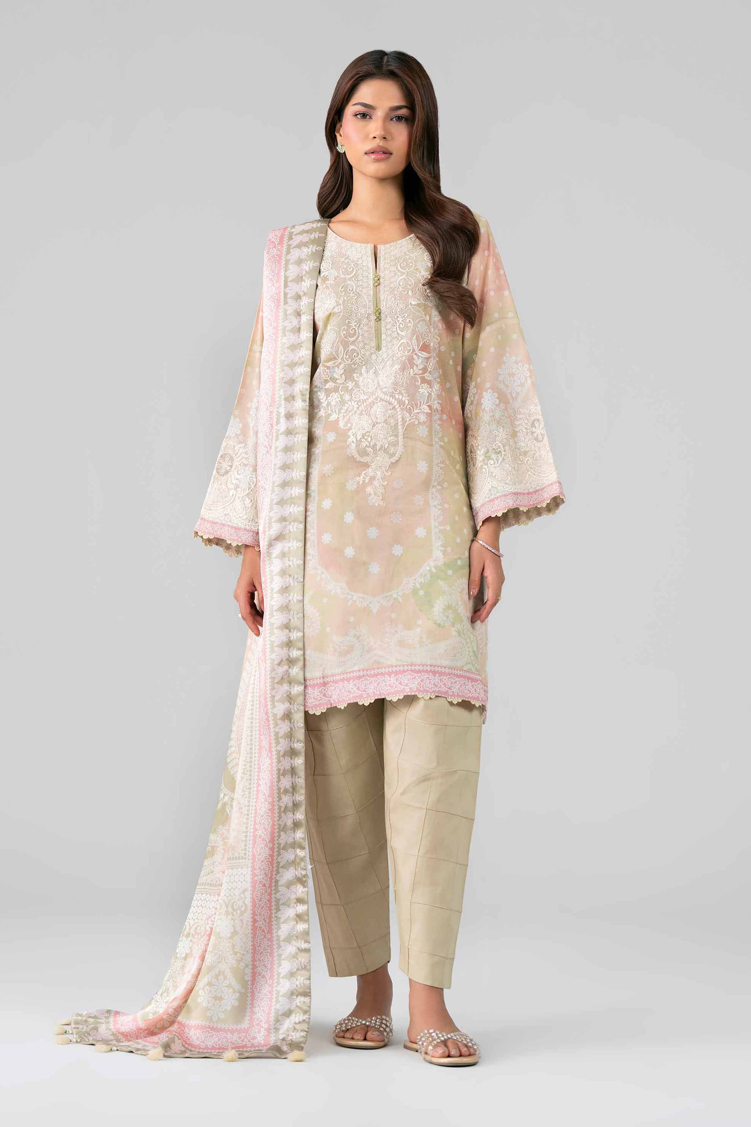 3 Piece - Digital Printed Embroidered Suit - 42601803