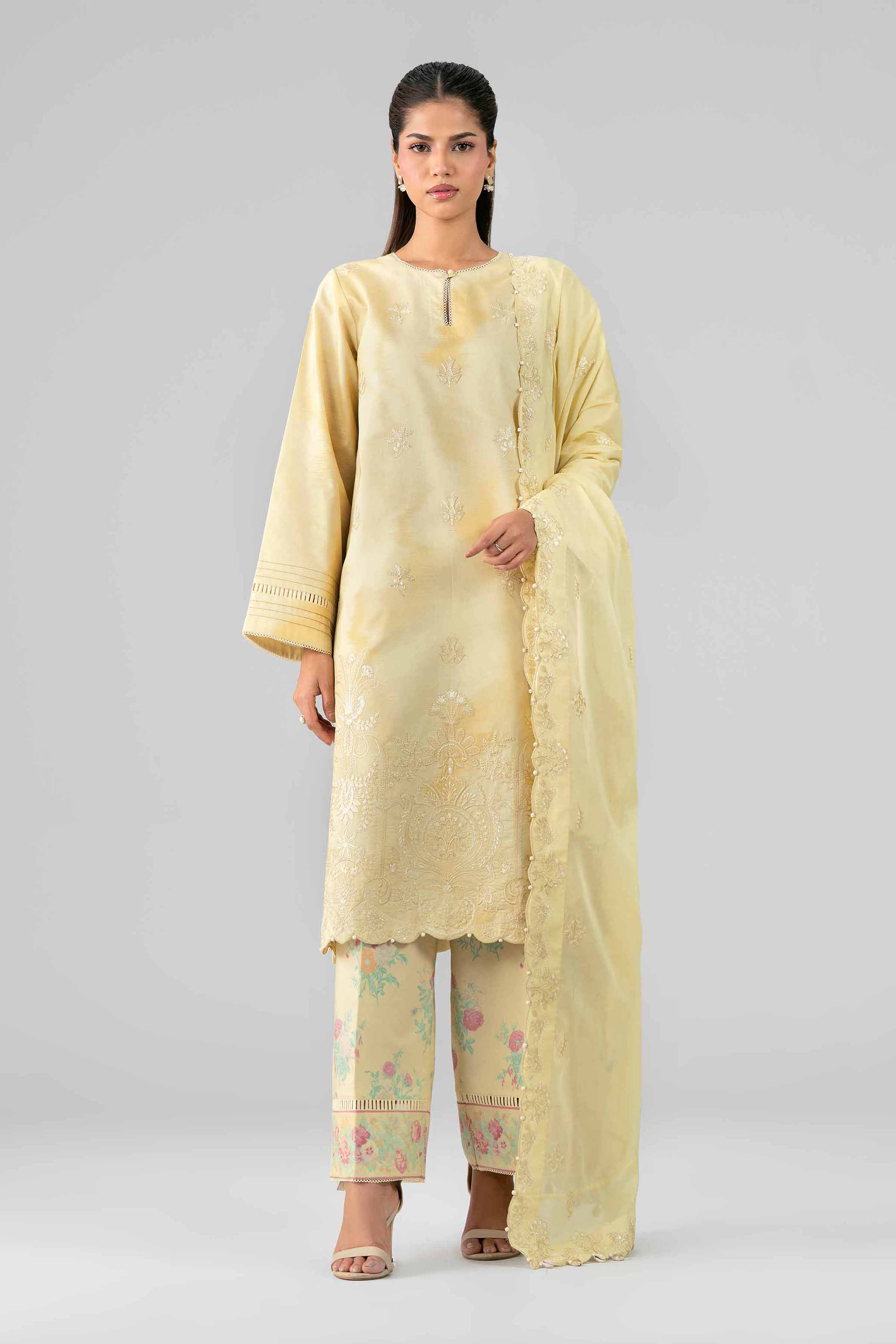 3 Piece - Printed Embroidered Suit - 42601808