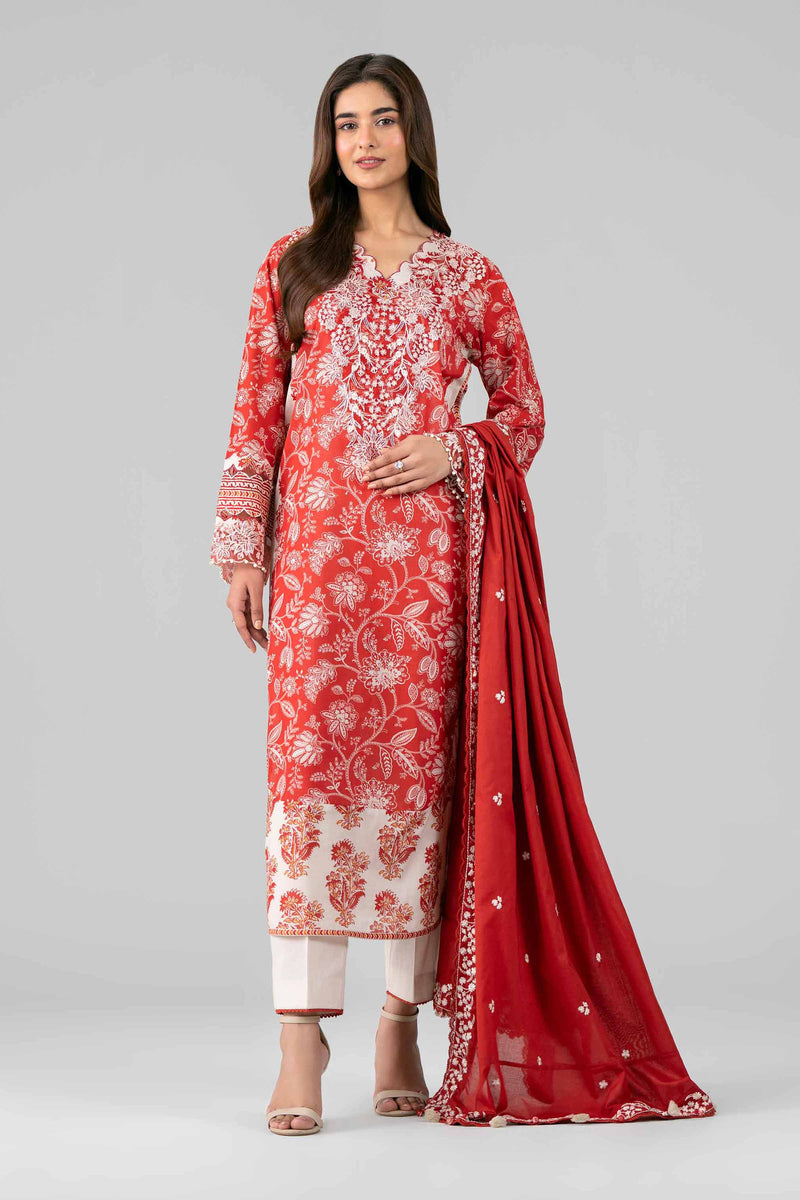3 Piece - Printed Embroidered Suit - 42601815