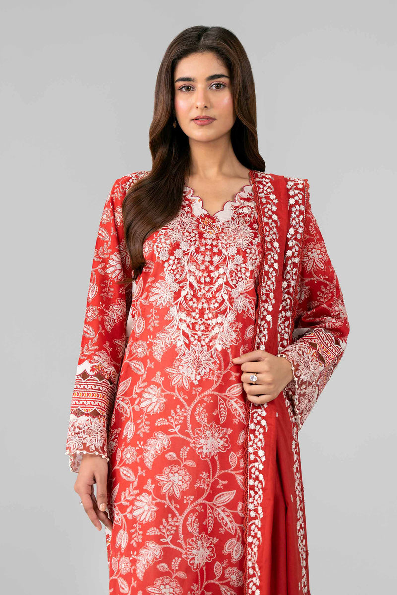 3 Piece - Printed Embroidered Suit - 42601815