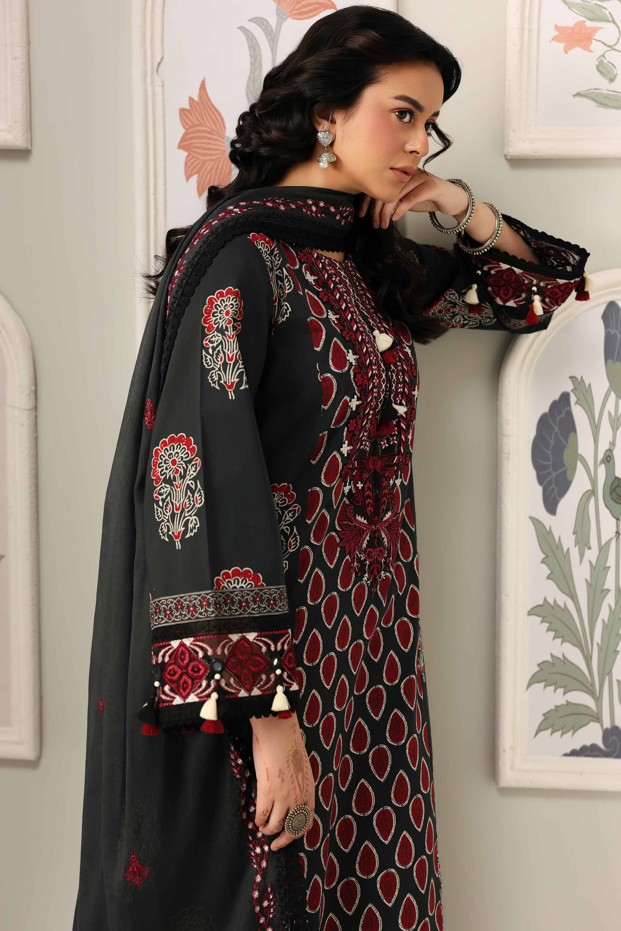 3 Piece - Printed Embroidered Suit - 42601816