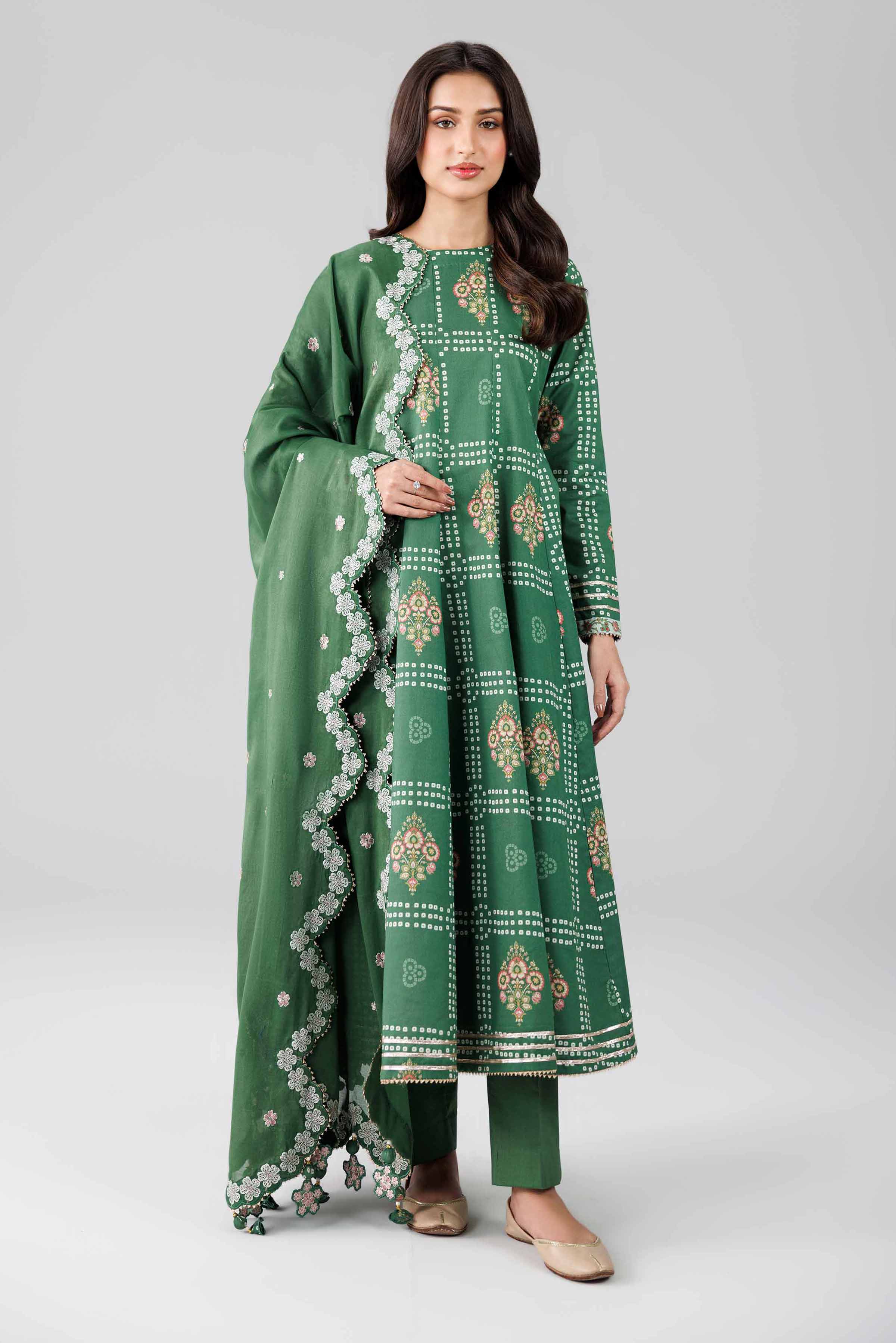 3 Piece - Printed Embroidered Suit - 42601821